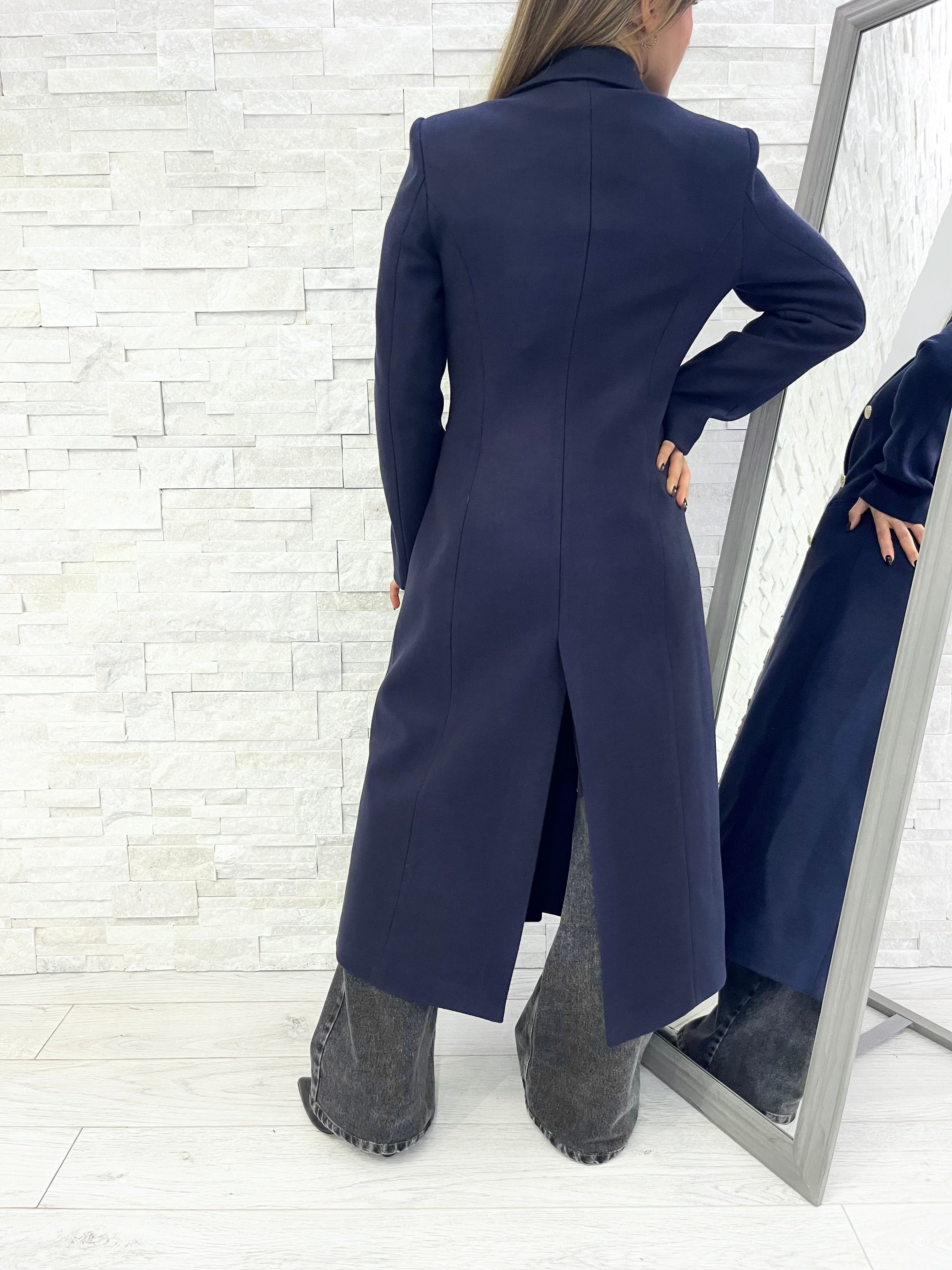 Cappotto doppiopetto blu