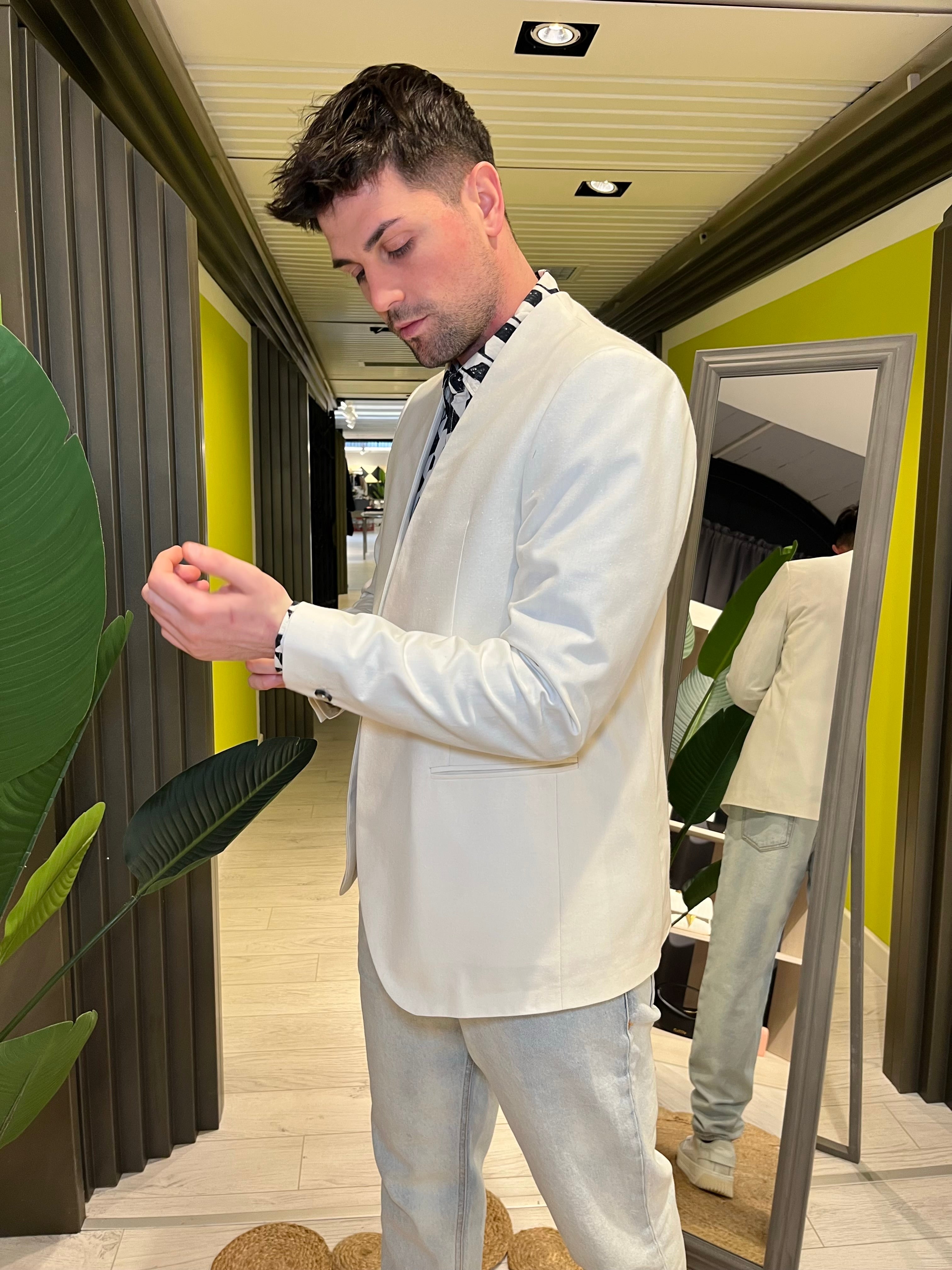 Giacca senza collo avorio