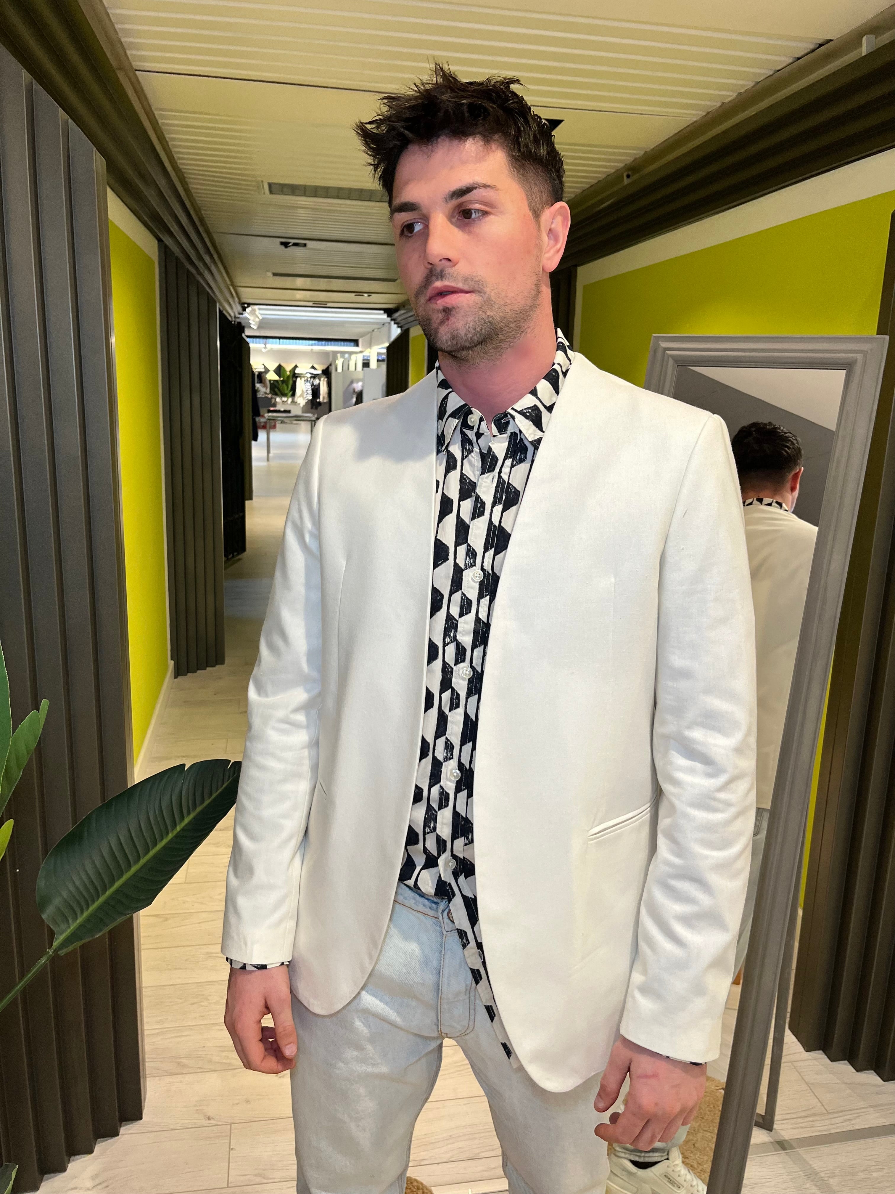 Giacca senza collo avorio