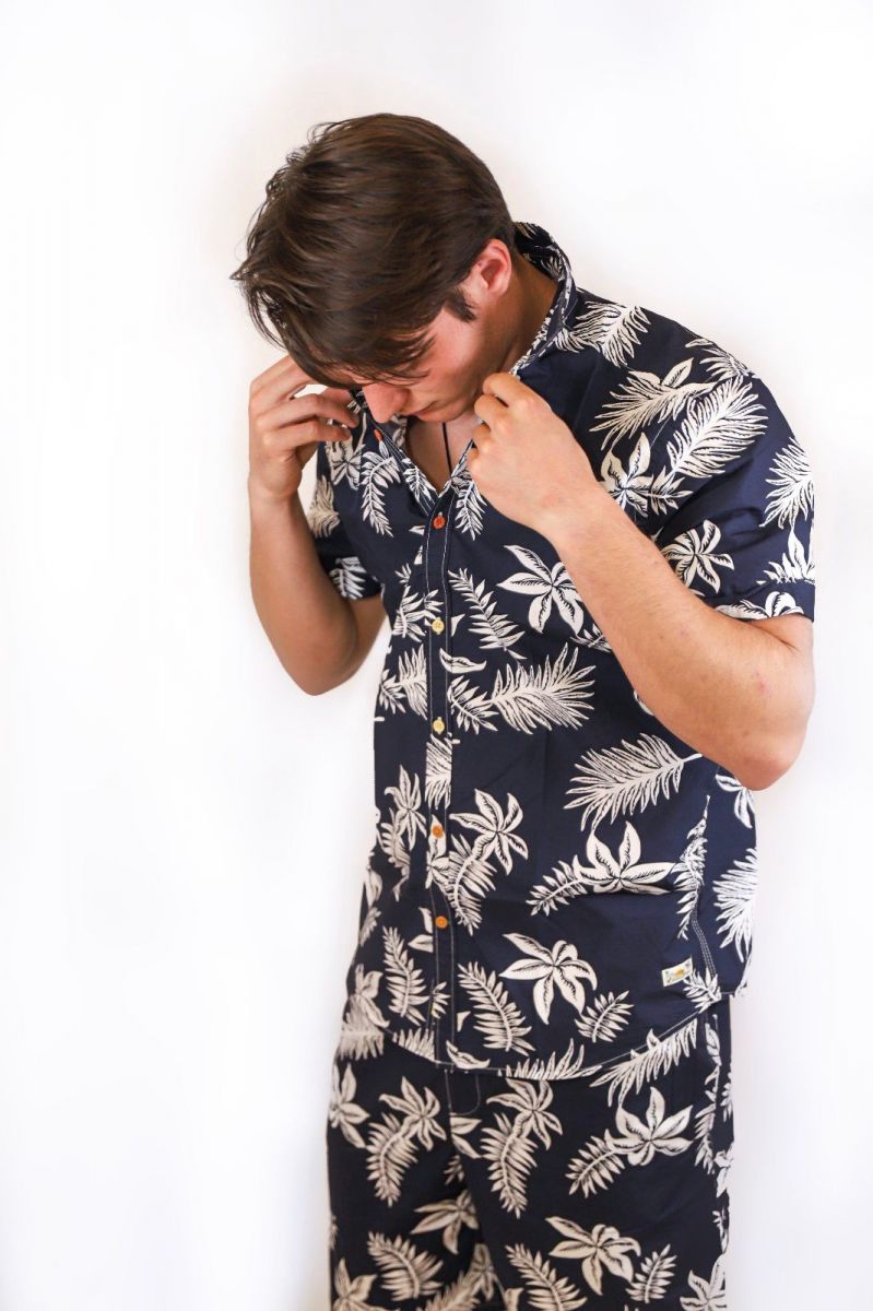 Camicia blu stampa