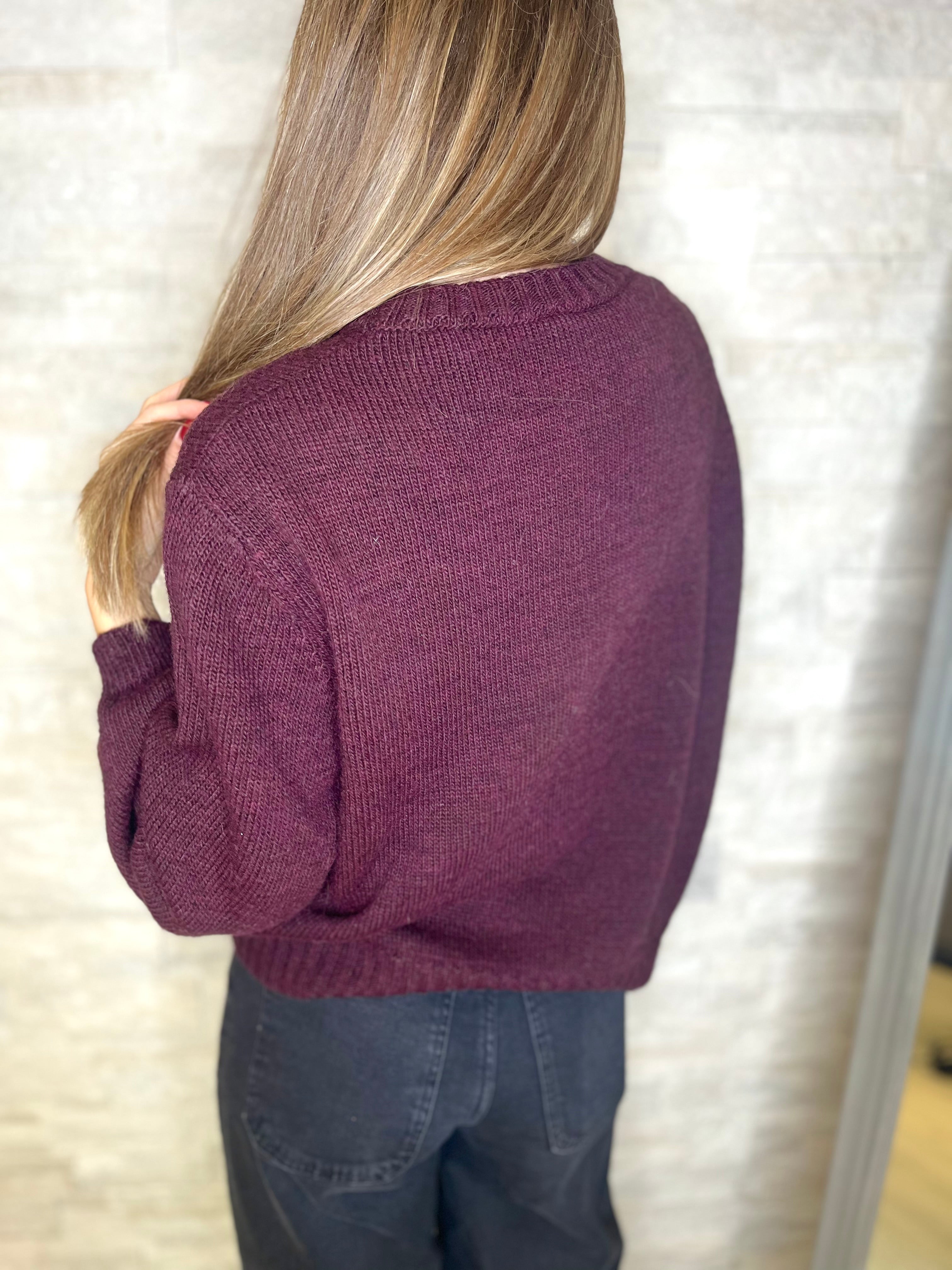 Maglia fiore color vino