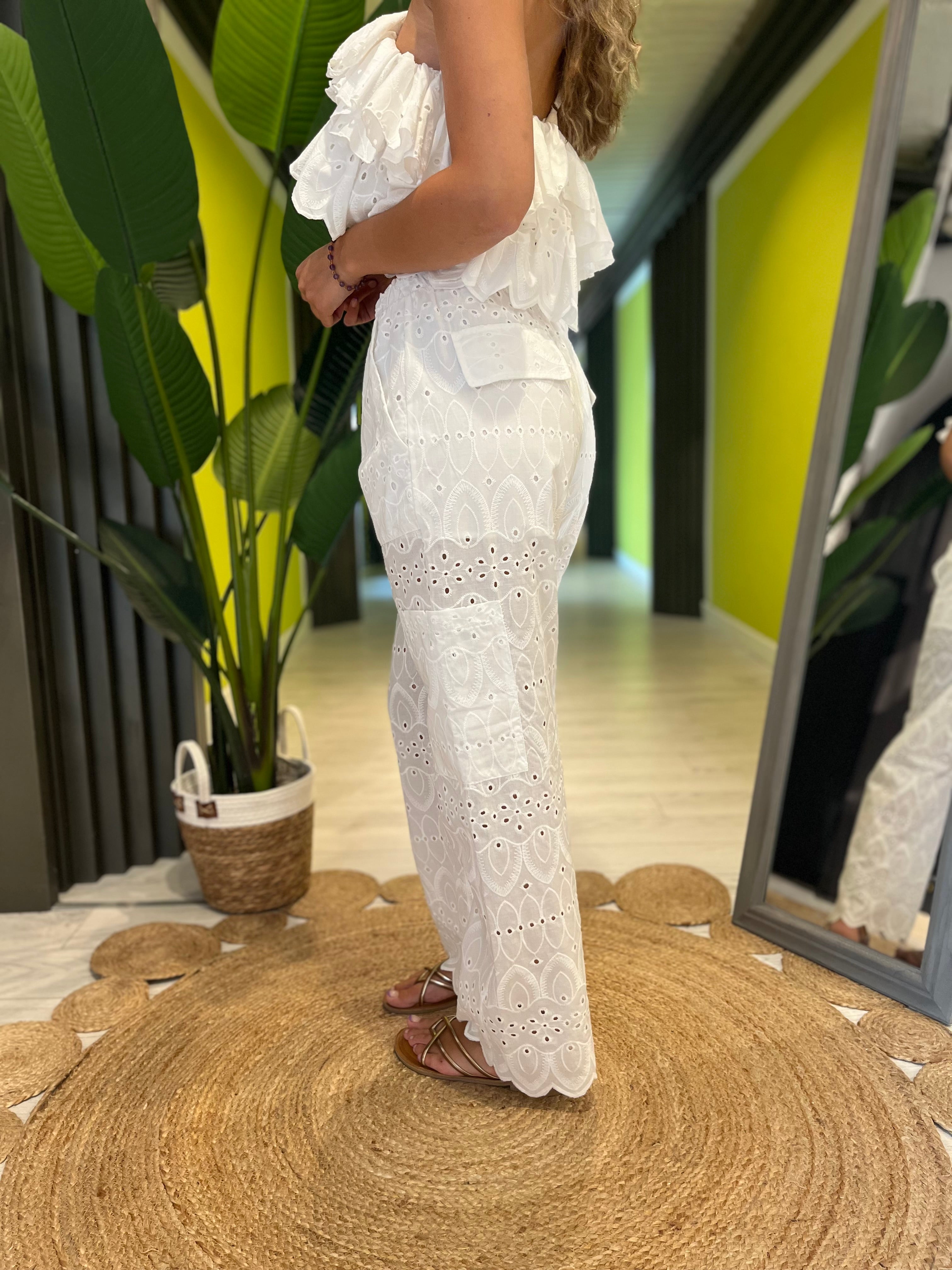 Pantalone sangallo bianco