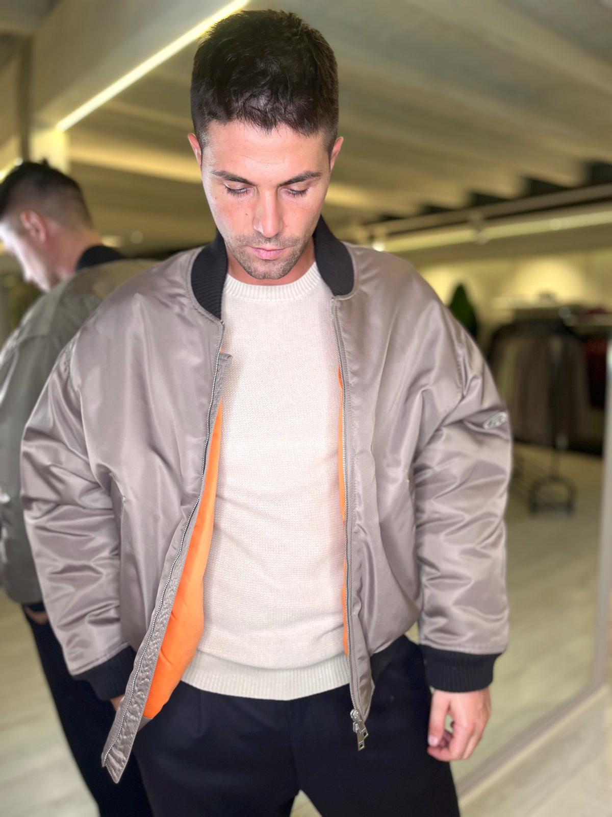 Bomber beige con interni fluo