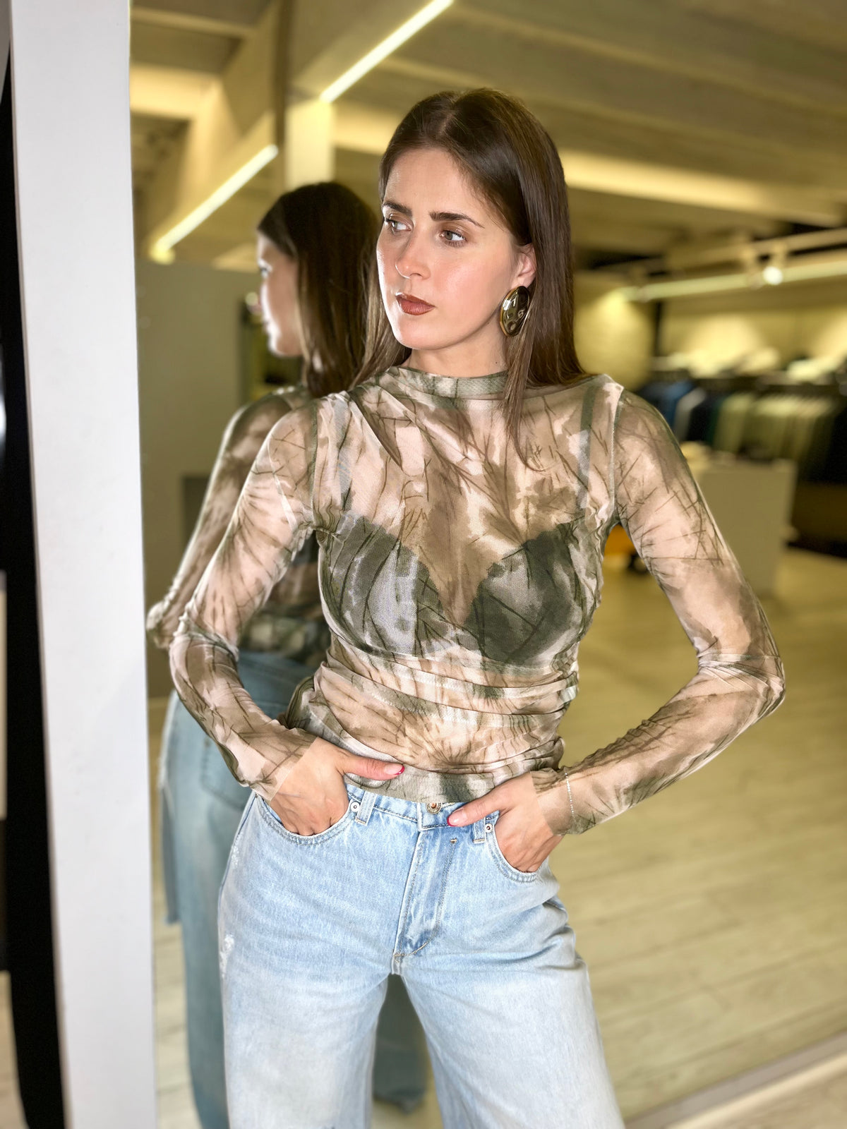 Maglia arricci fantasia