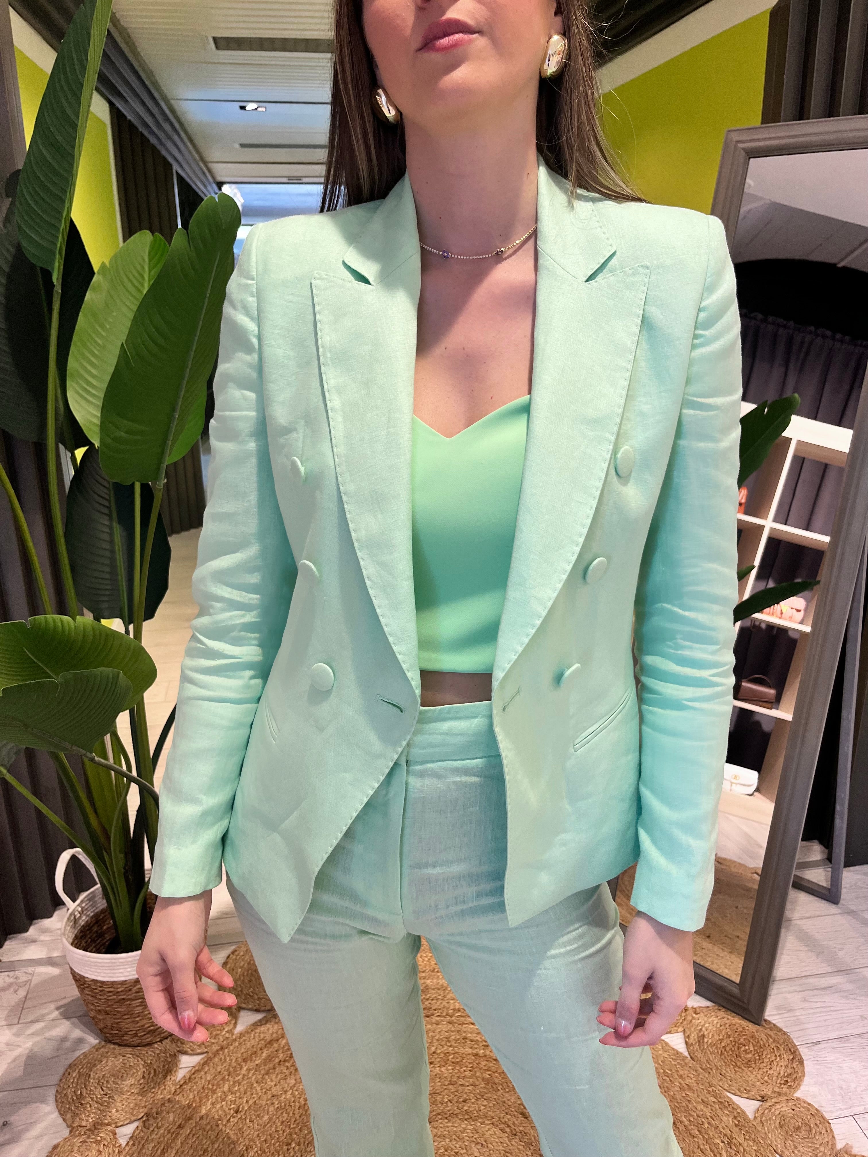 Tailleur in lino menta
