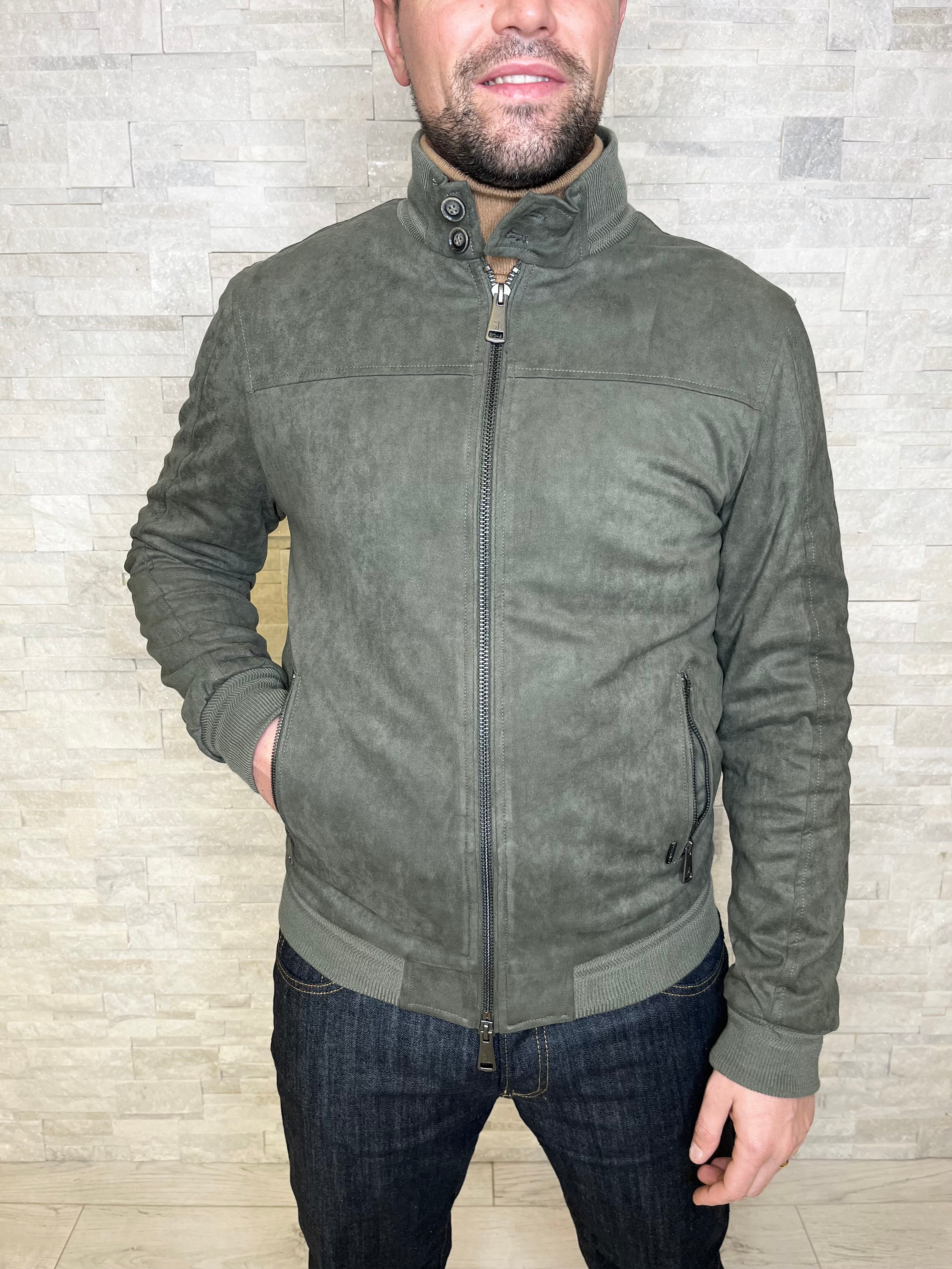 Giubbotto bomber effetto camoscio