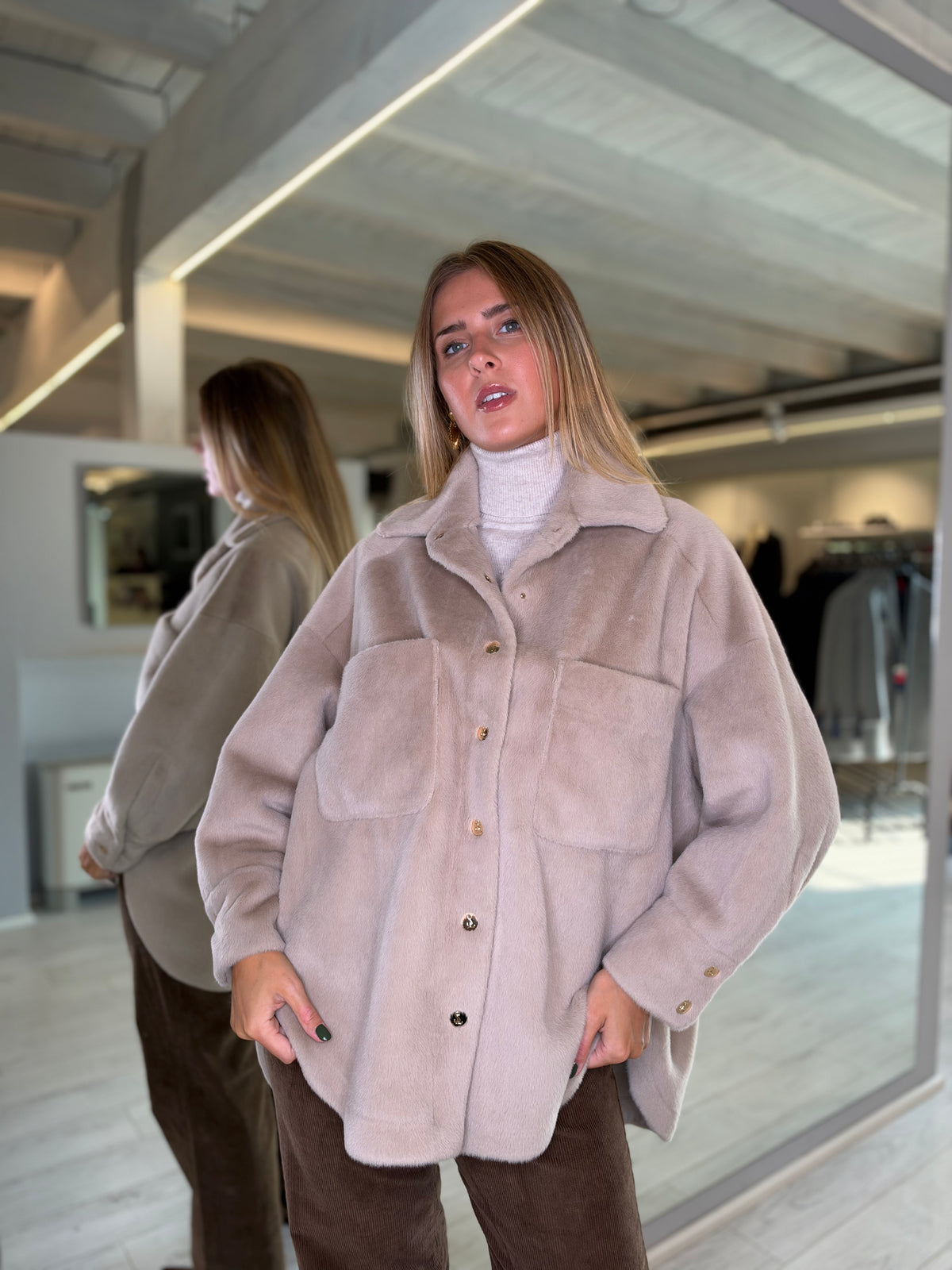 Maxi camicia in pelo