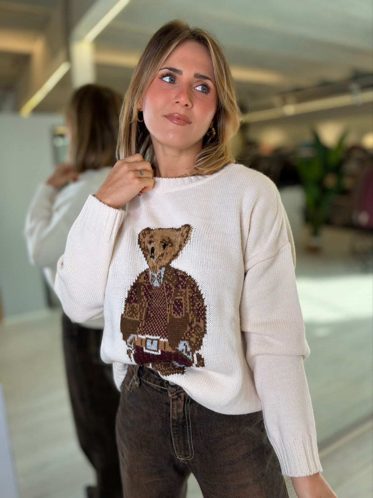 Maglia con stampa orsetto