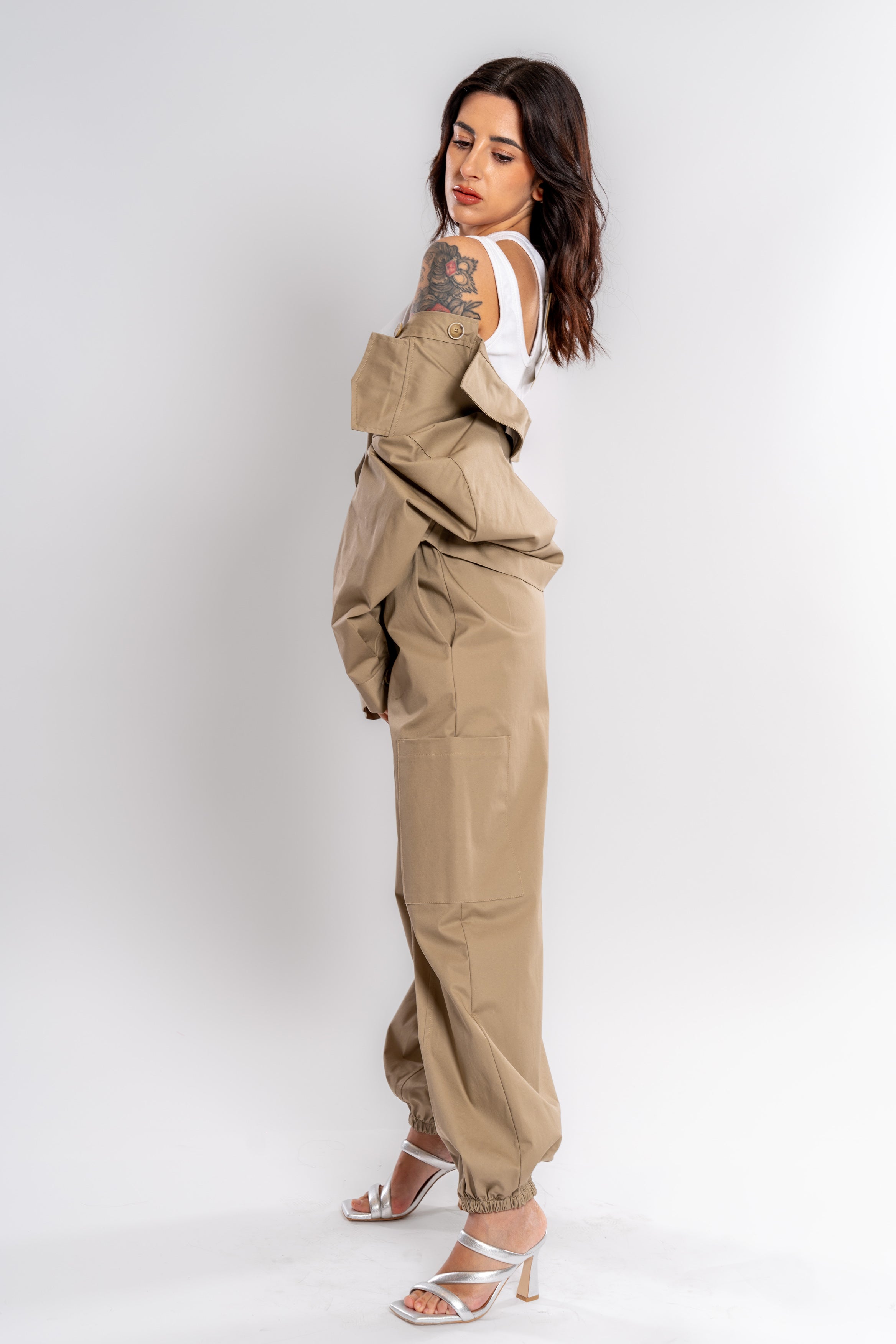 HAVEONE - Pantalone cargo beige