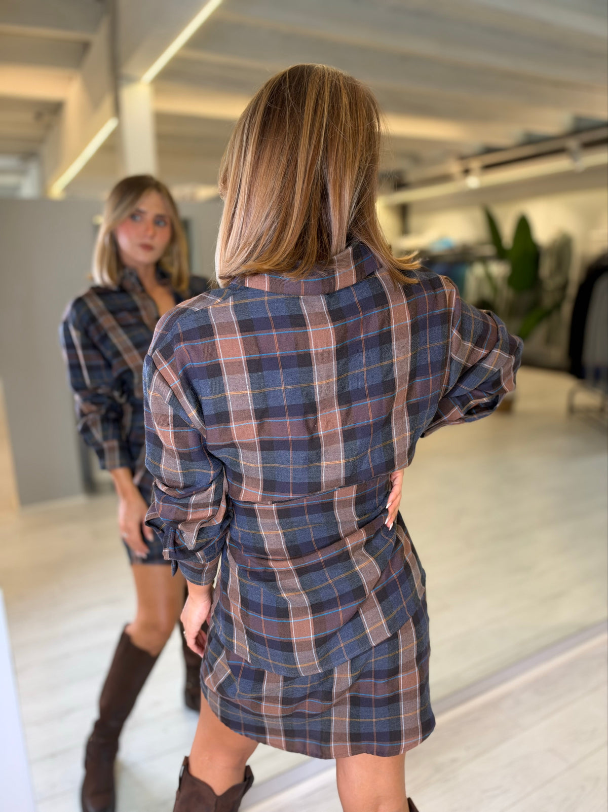 Abito camicia in fantasia check