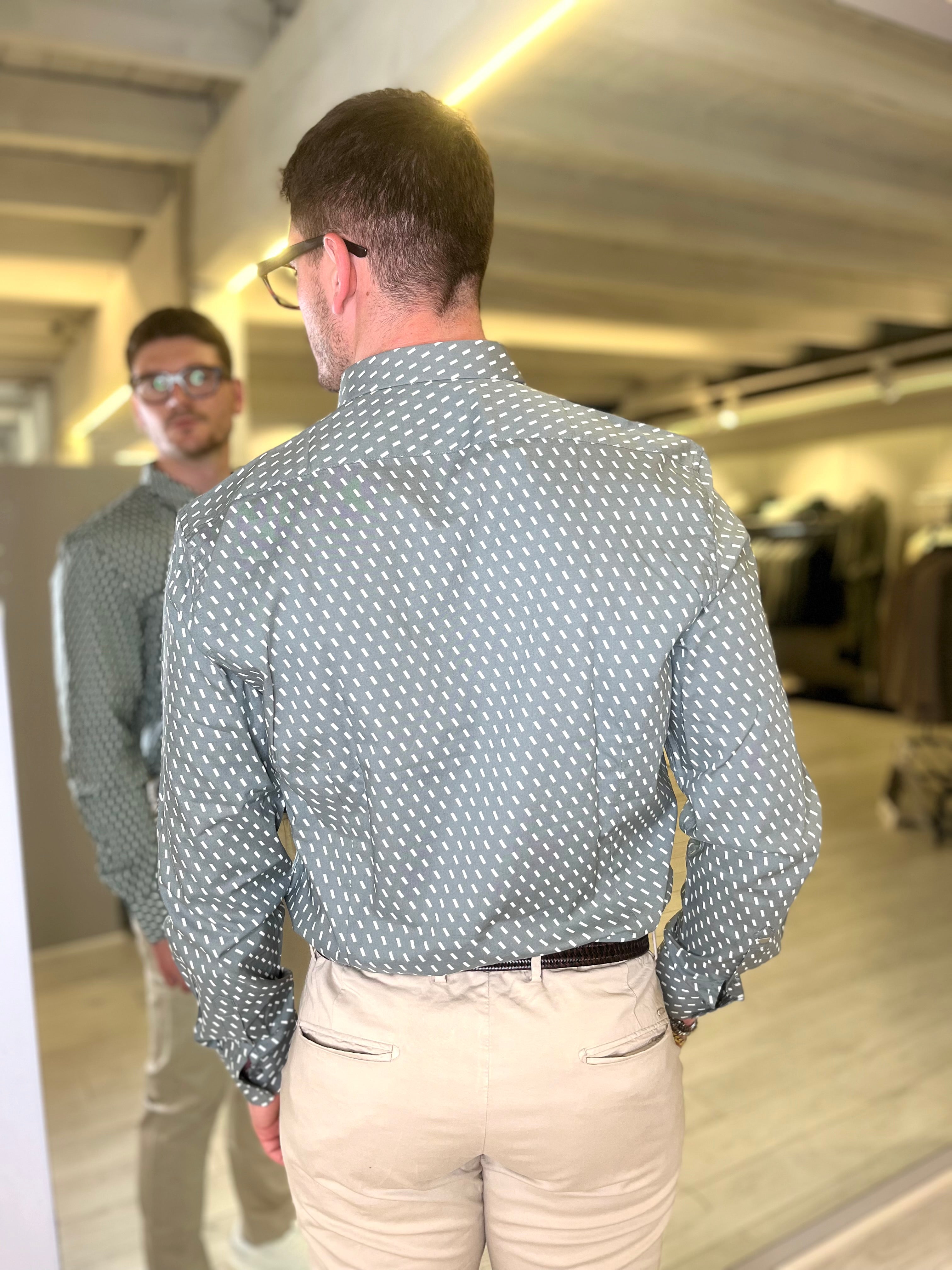 Camicia stampata verde agave