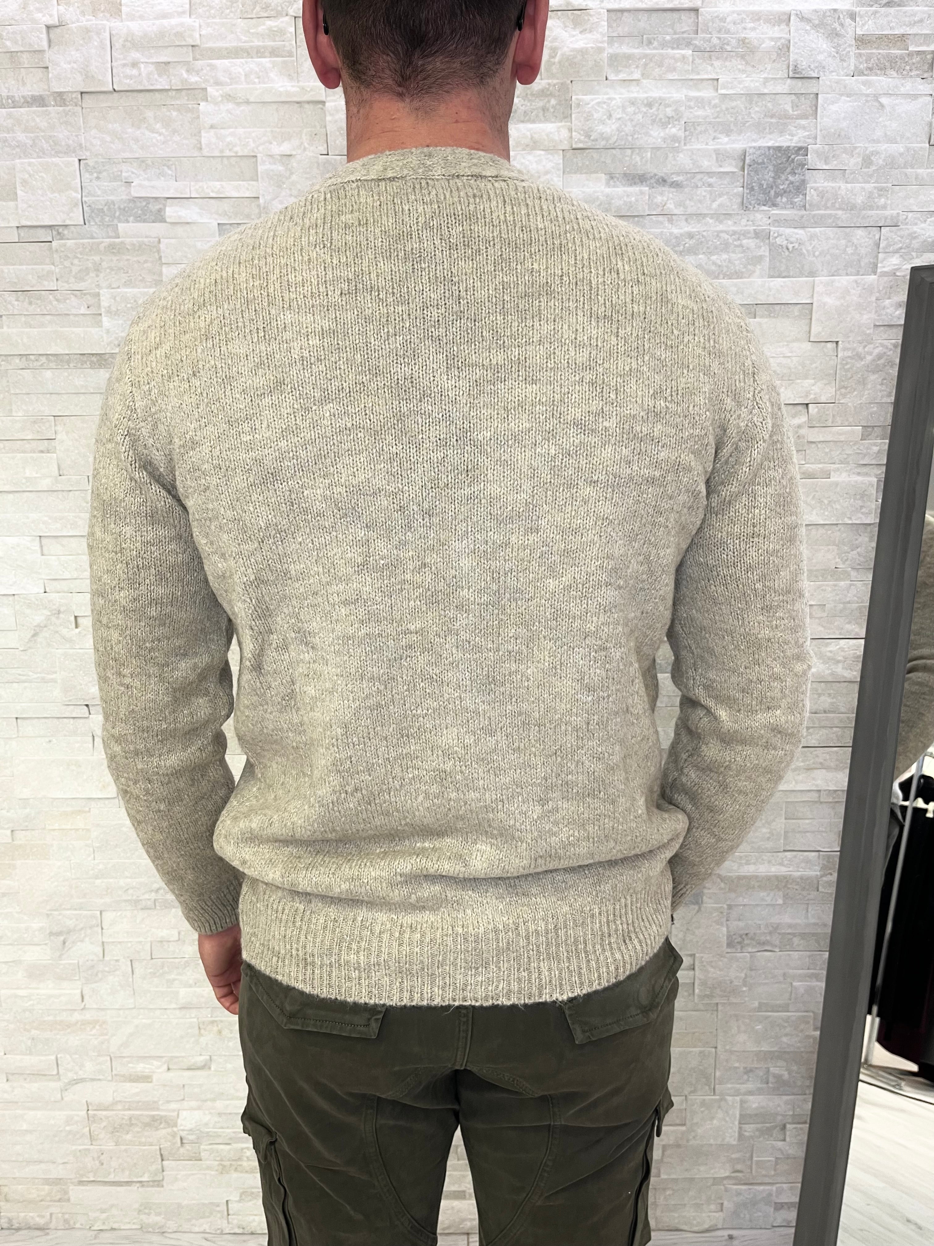 Cardigan in misto lana beige