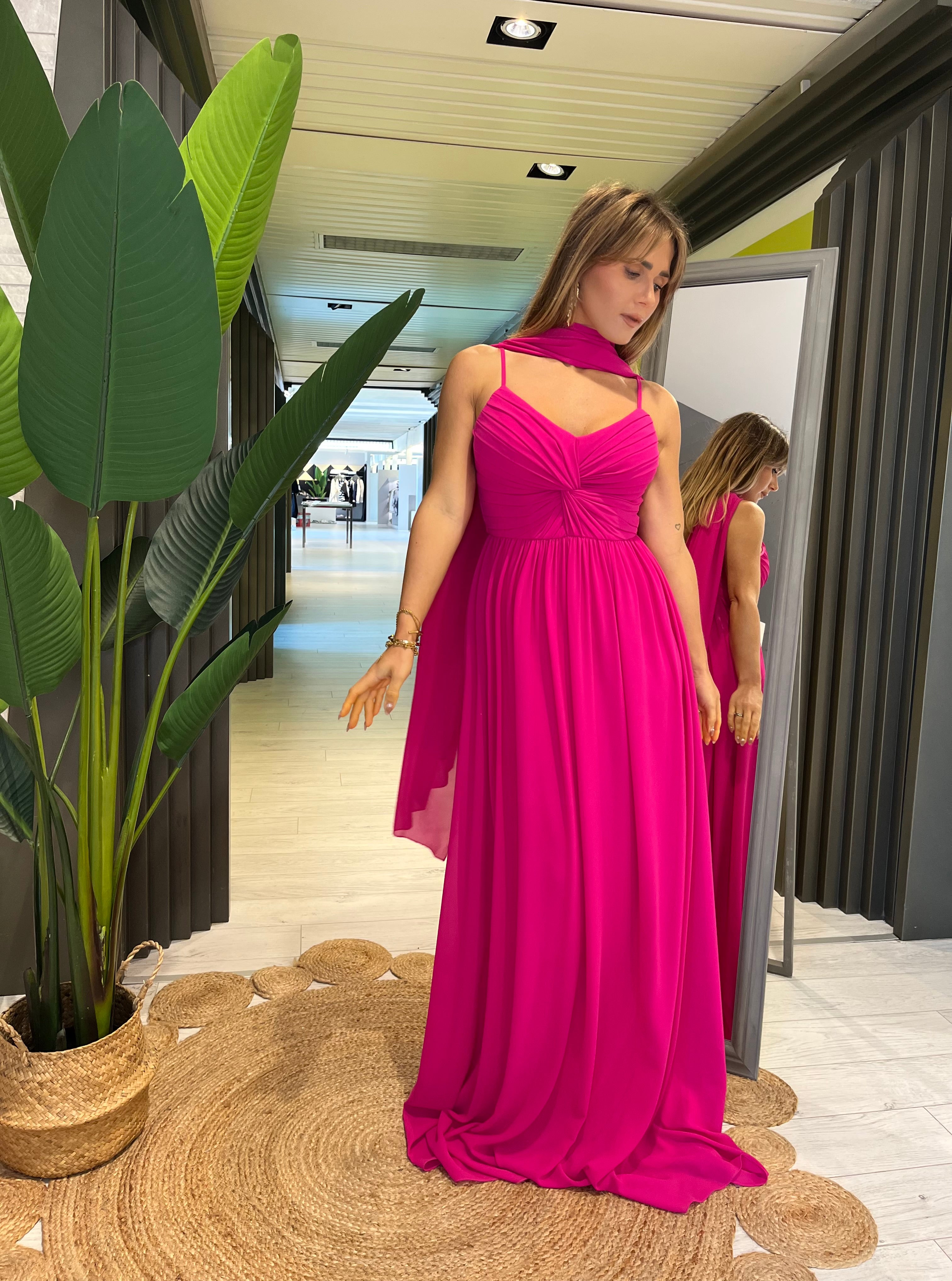 Abito cerimonia lungo fuxia