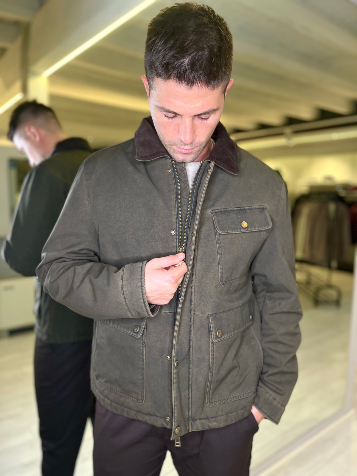 Field Jacket con colletto in velluto