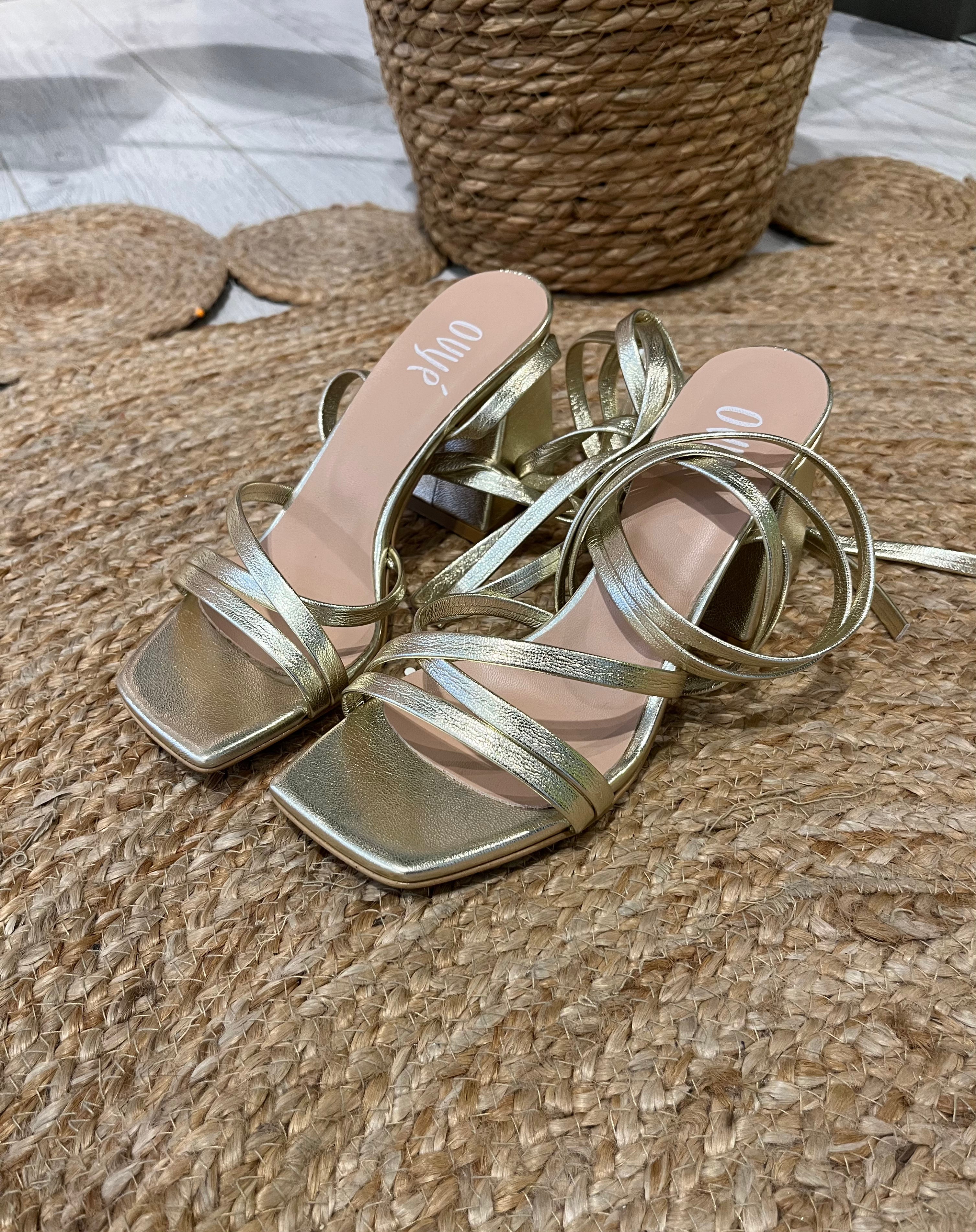 Sandalo alla schiava laminato platino
