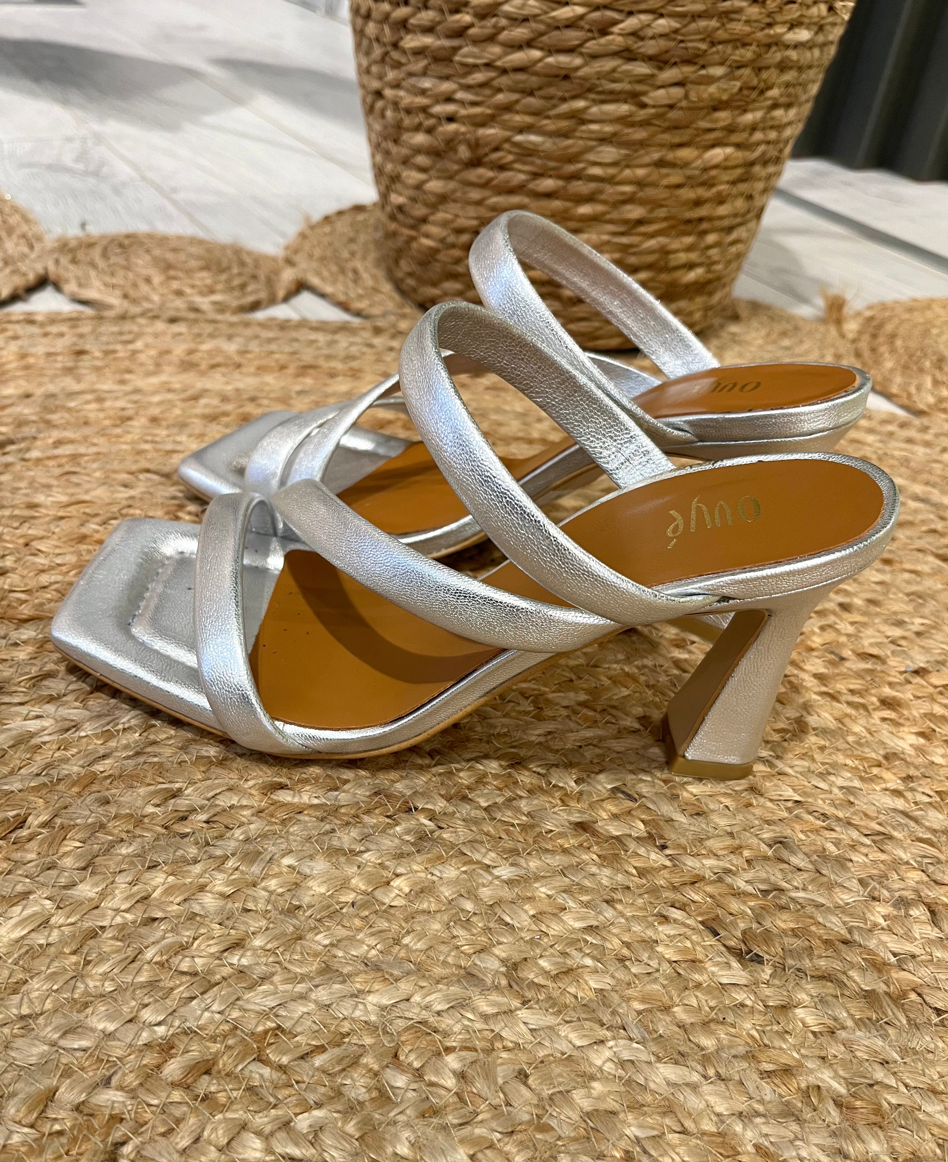 Sandalo mules argento fascia