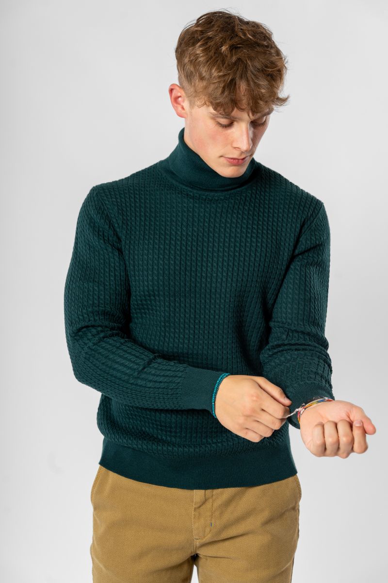 GIANNI LUPO - Dolcevita lavorato dark green