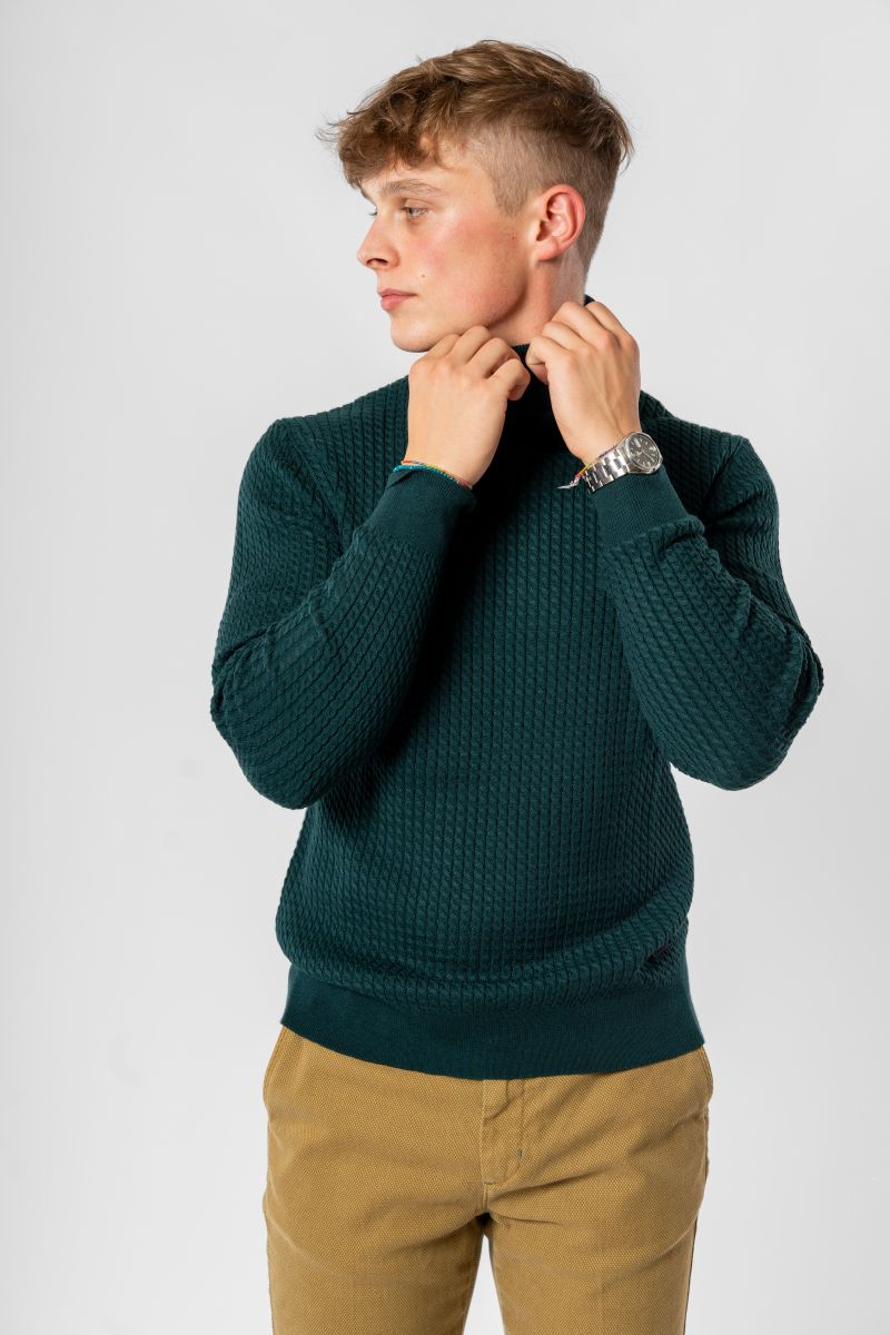 GIANNI LUPO - Dolcevita lavorato dark green