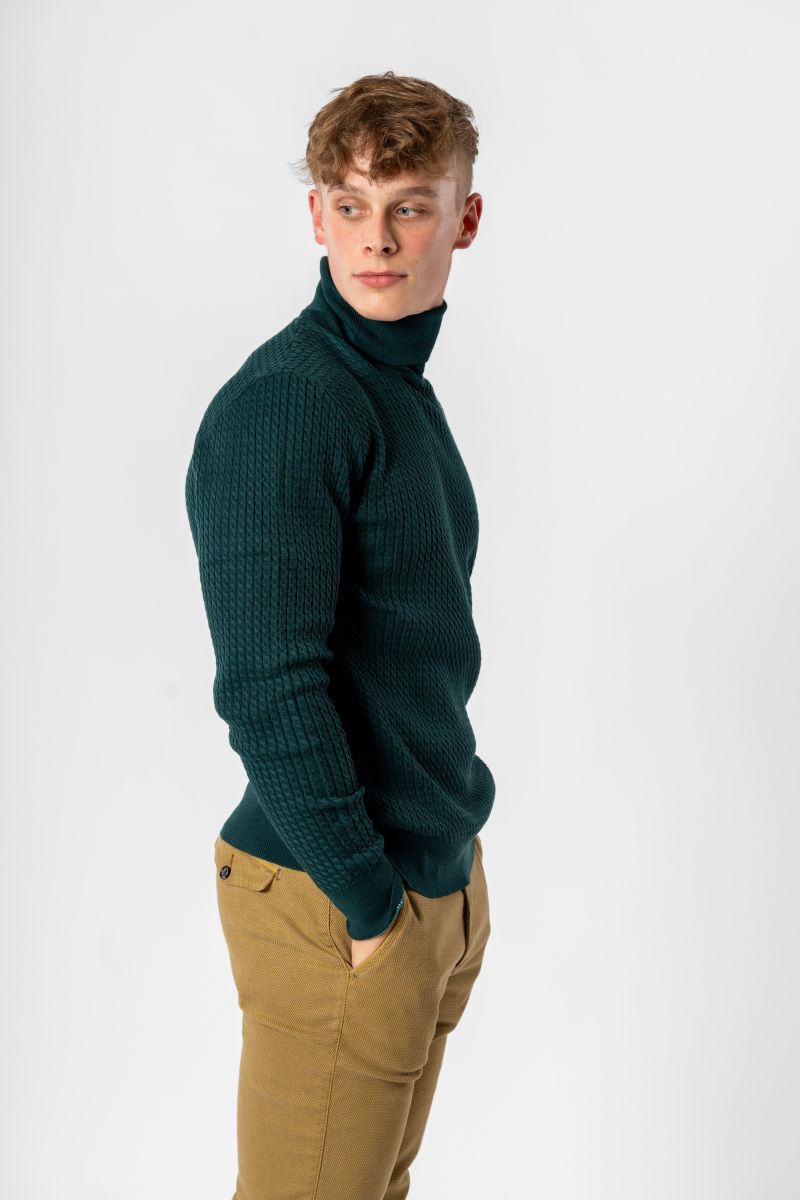 GIANNI LUPO - Dolcevita lavorato dark green