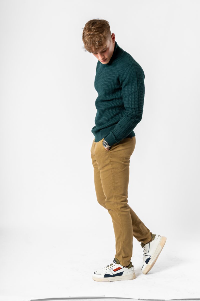 GIANNI LUPO - Dolcevita lavorato dark green