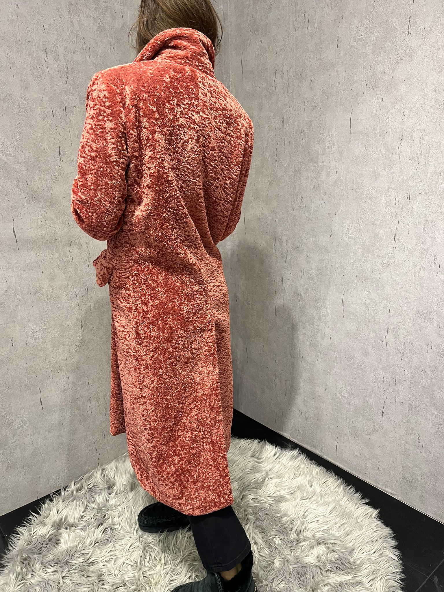 Cappotto teddy rosato