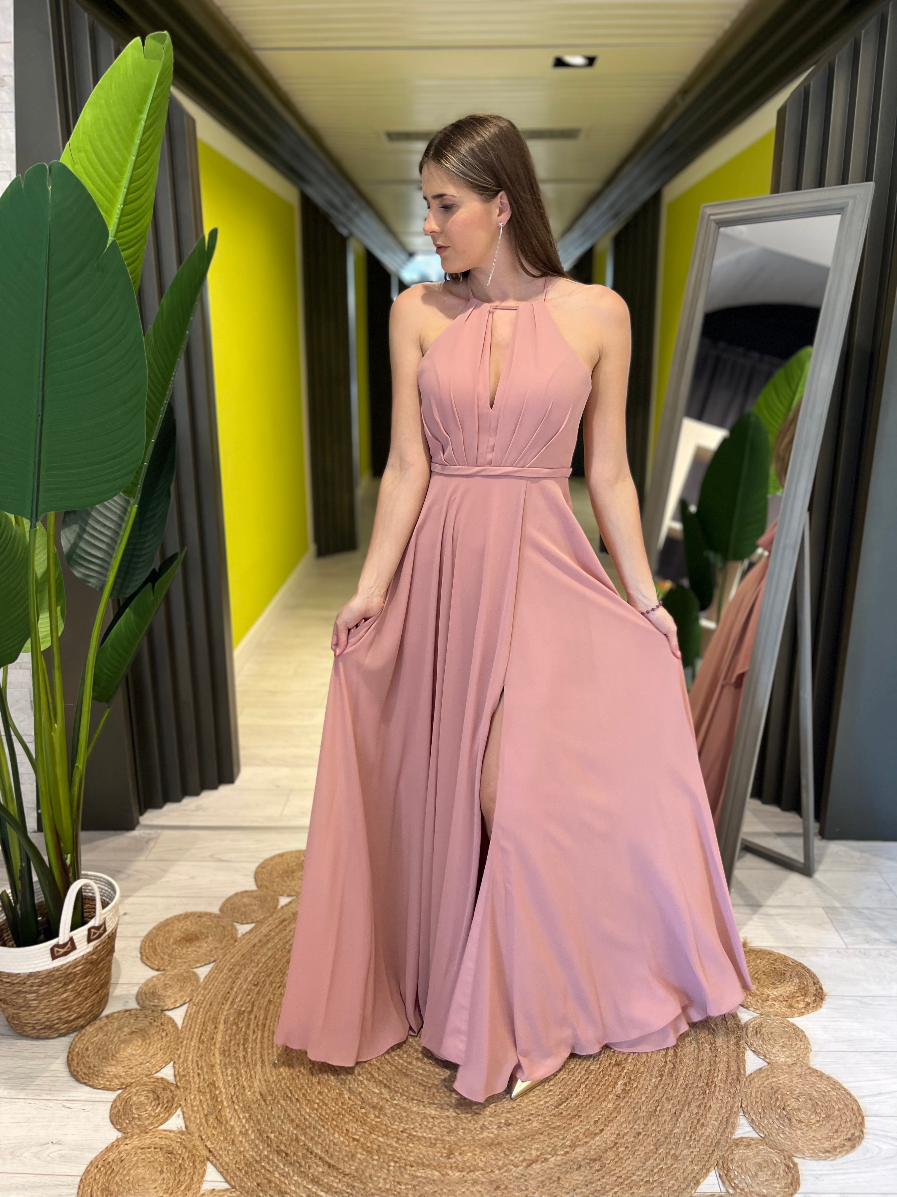 Abito lungo cerimonia rosa