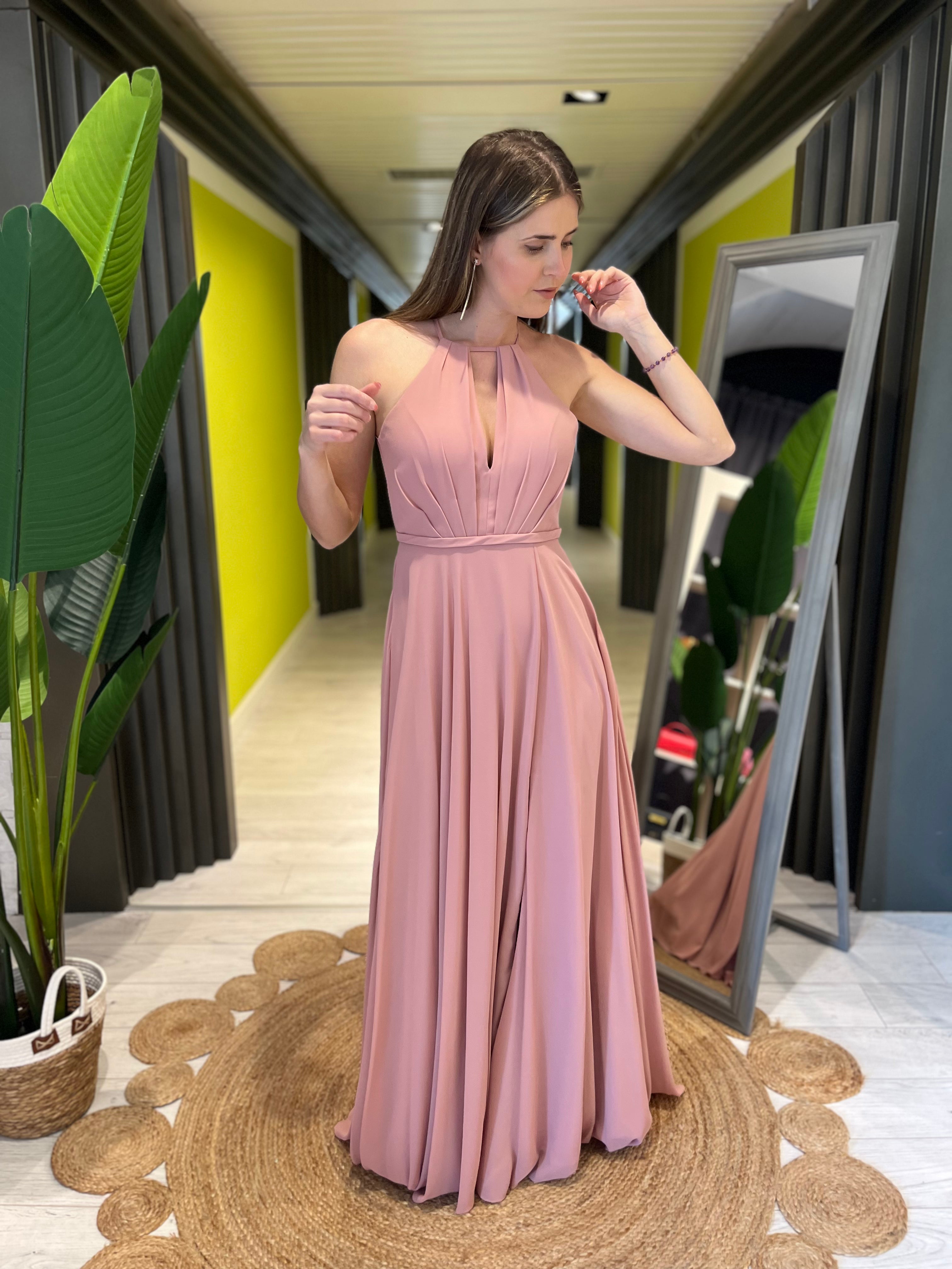 Abito lungo cerimonia rosa