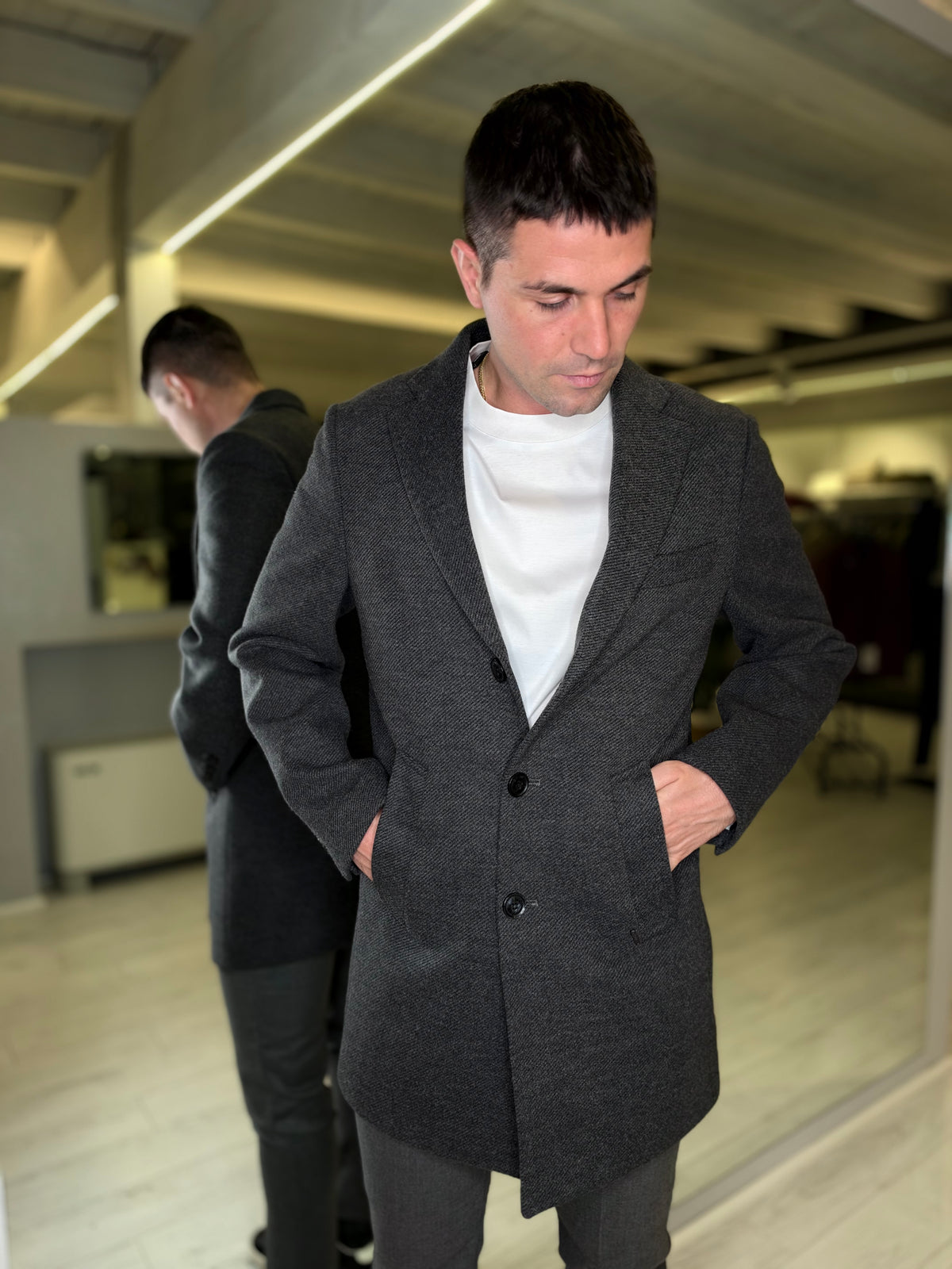 Cappotto slim-fit grigio