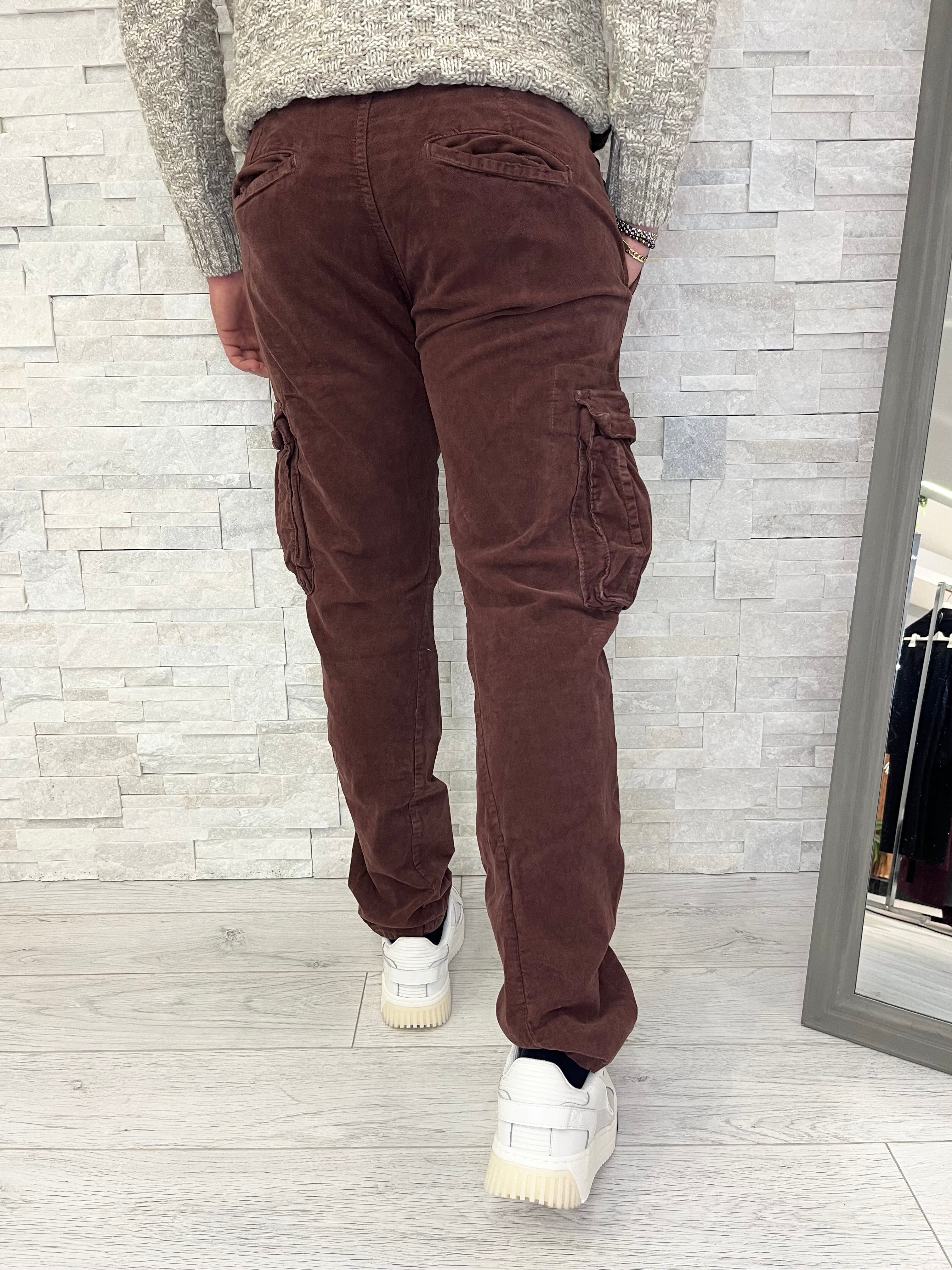 Pantaloni cargo in velluto