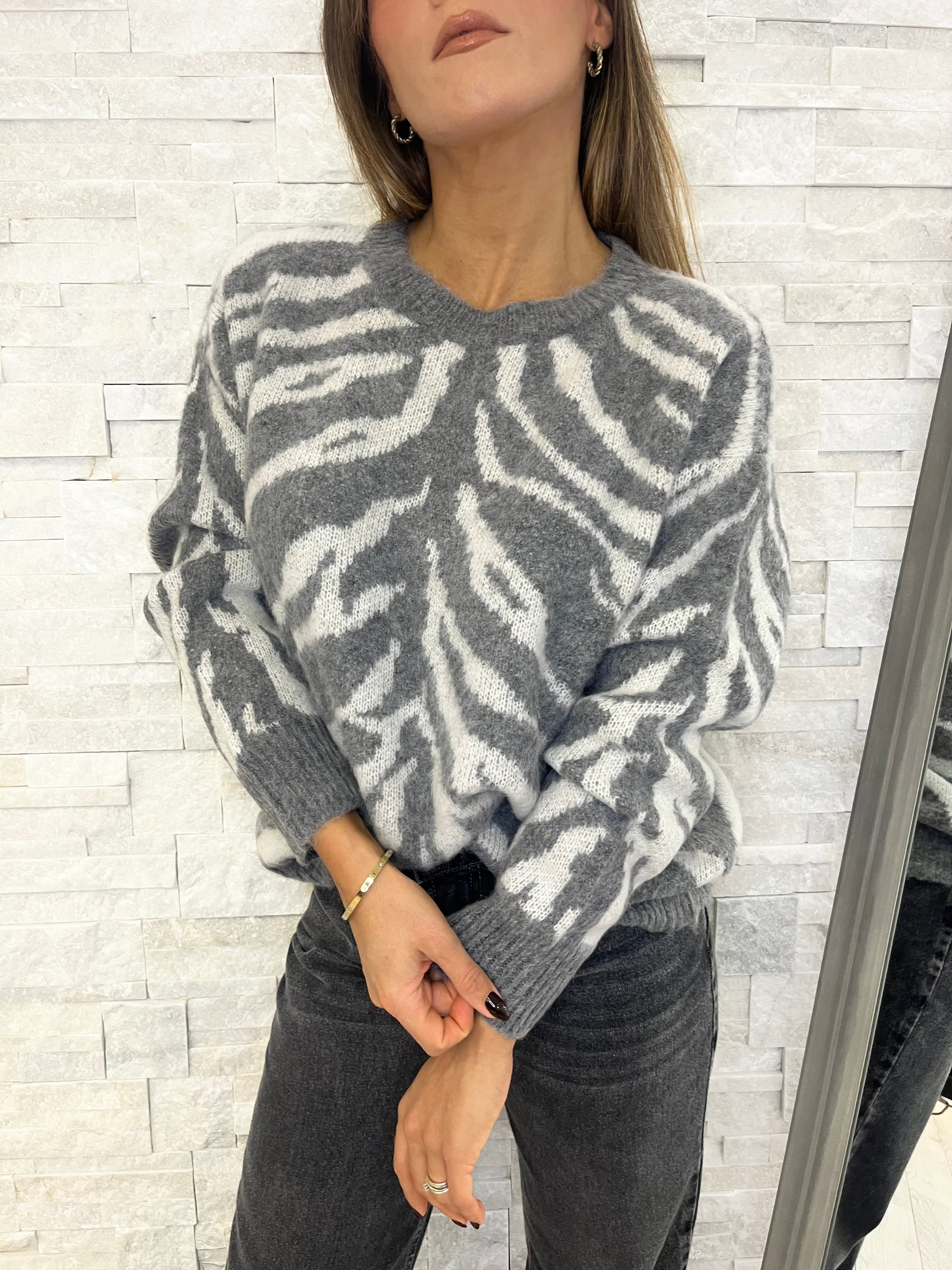 Maglia jacquard grigio