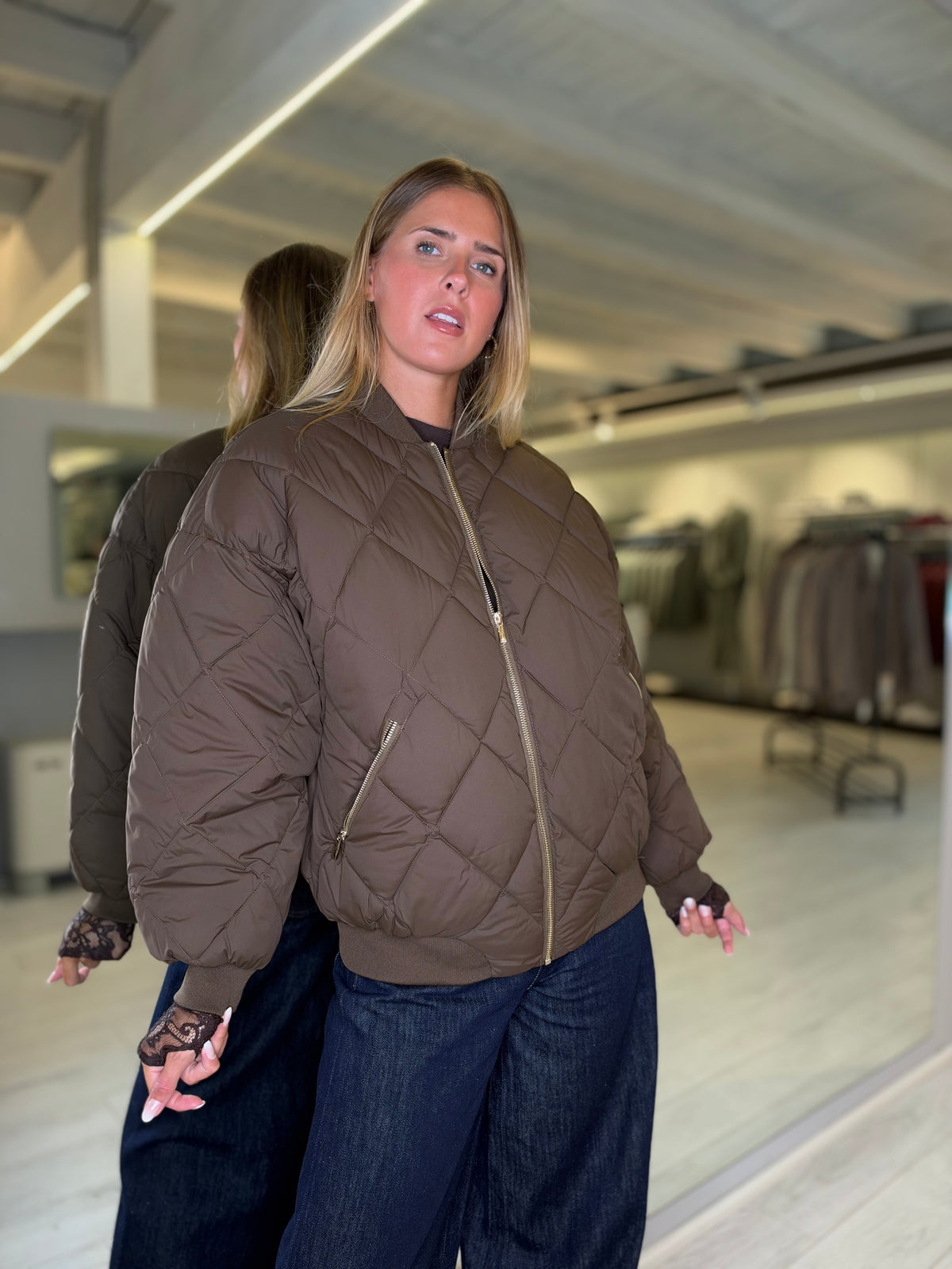 Bomber trapuntato dark brown