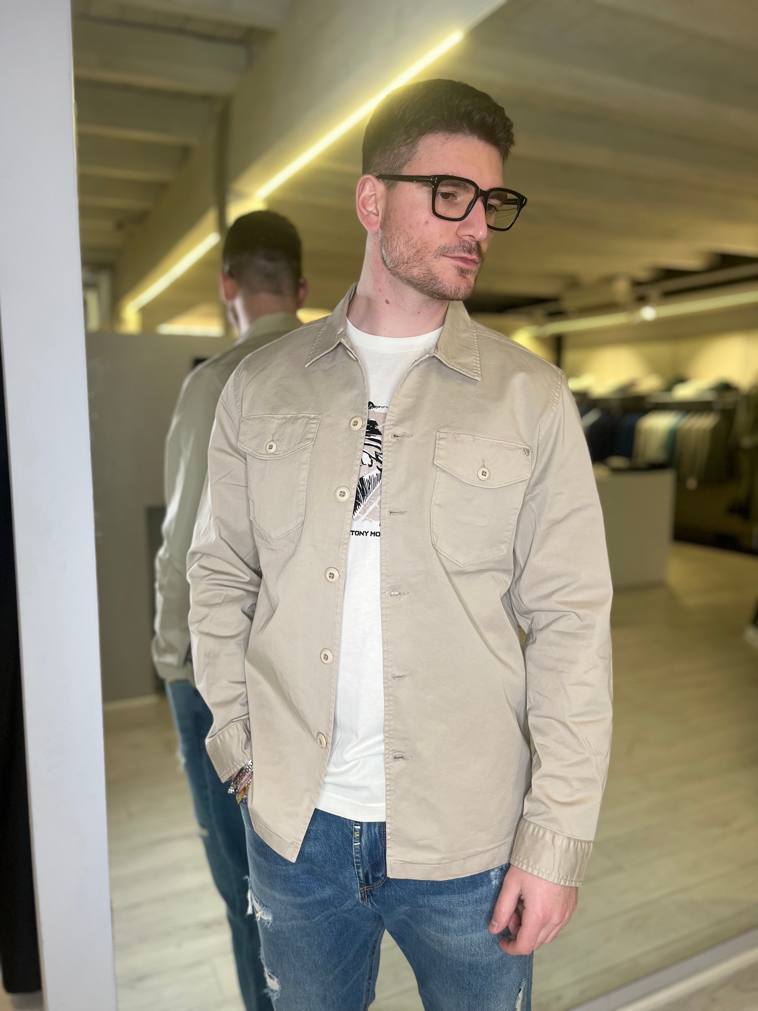 Camicia in cotone beige