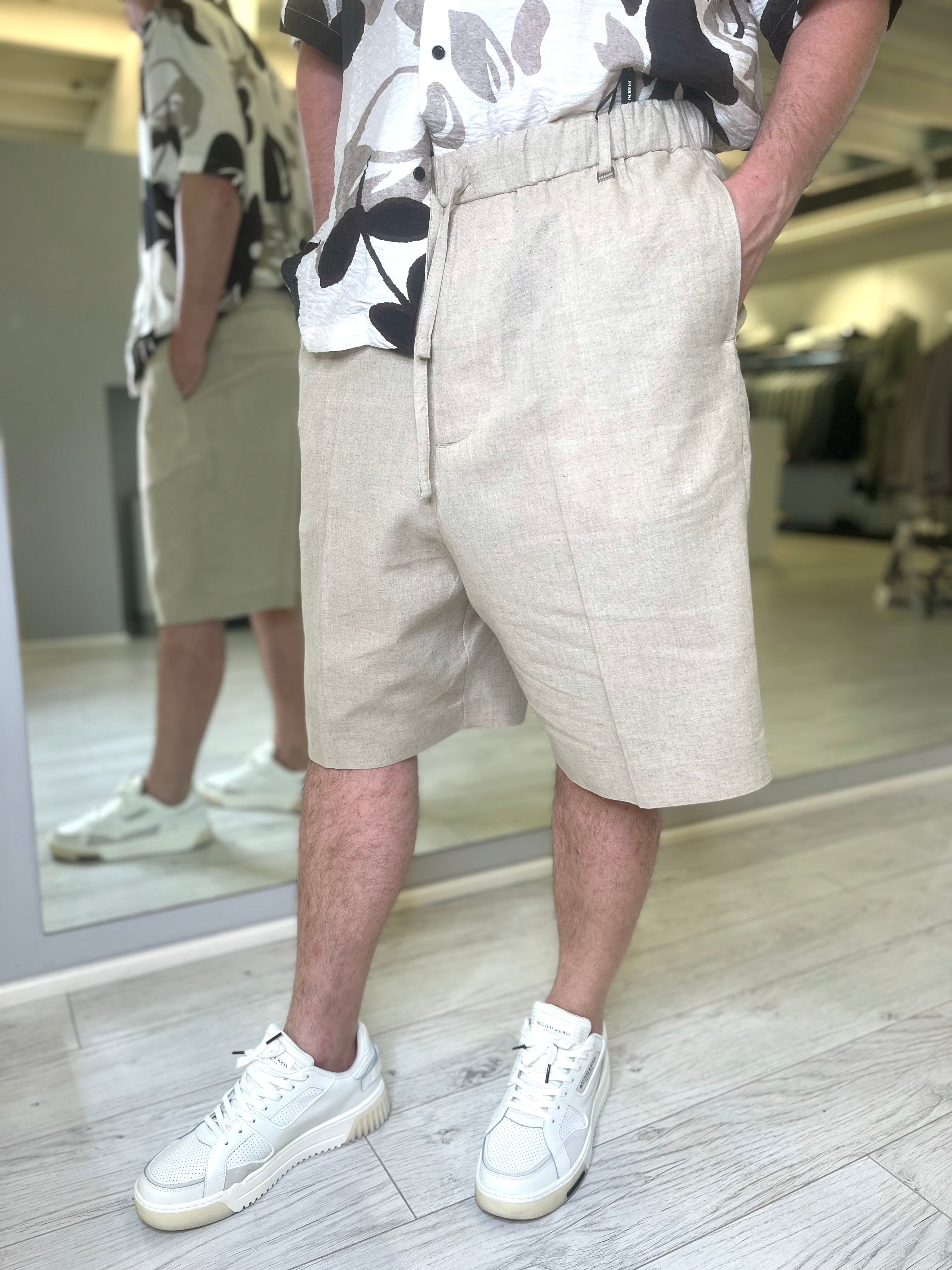 Bermuda con coulisse in lino