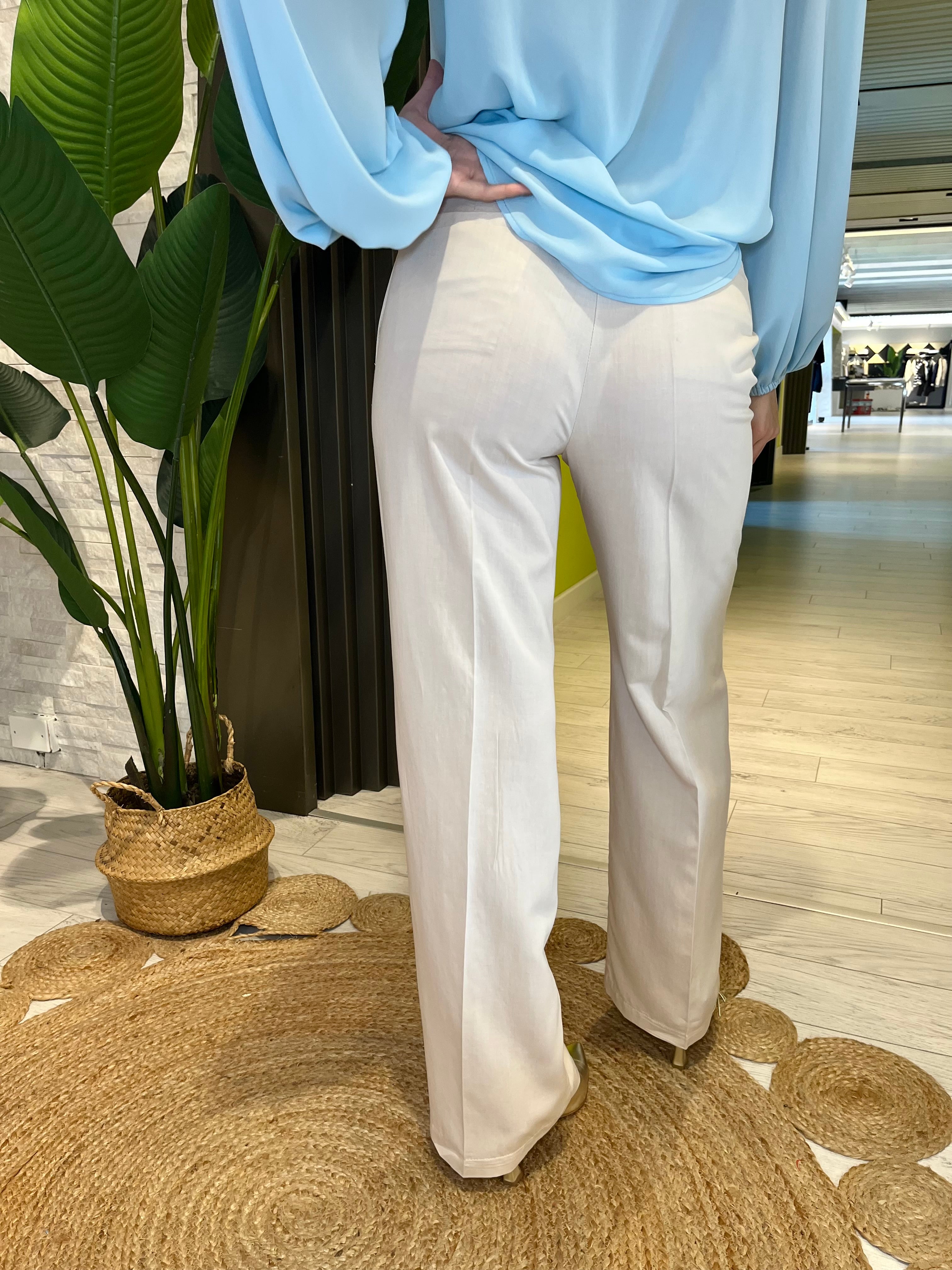 Pantalone in viscosa avorio