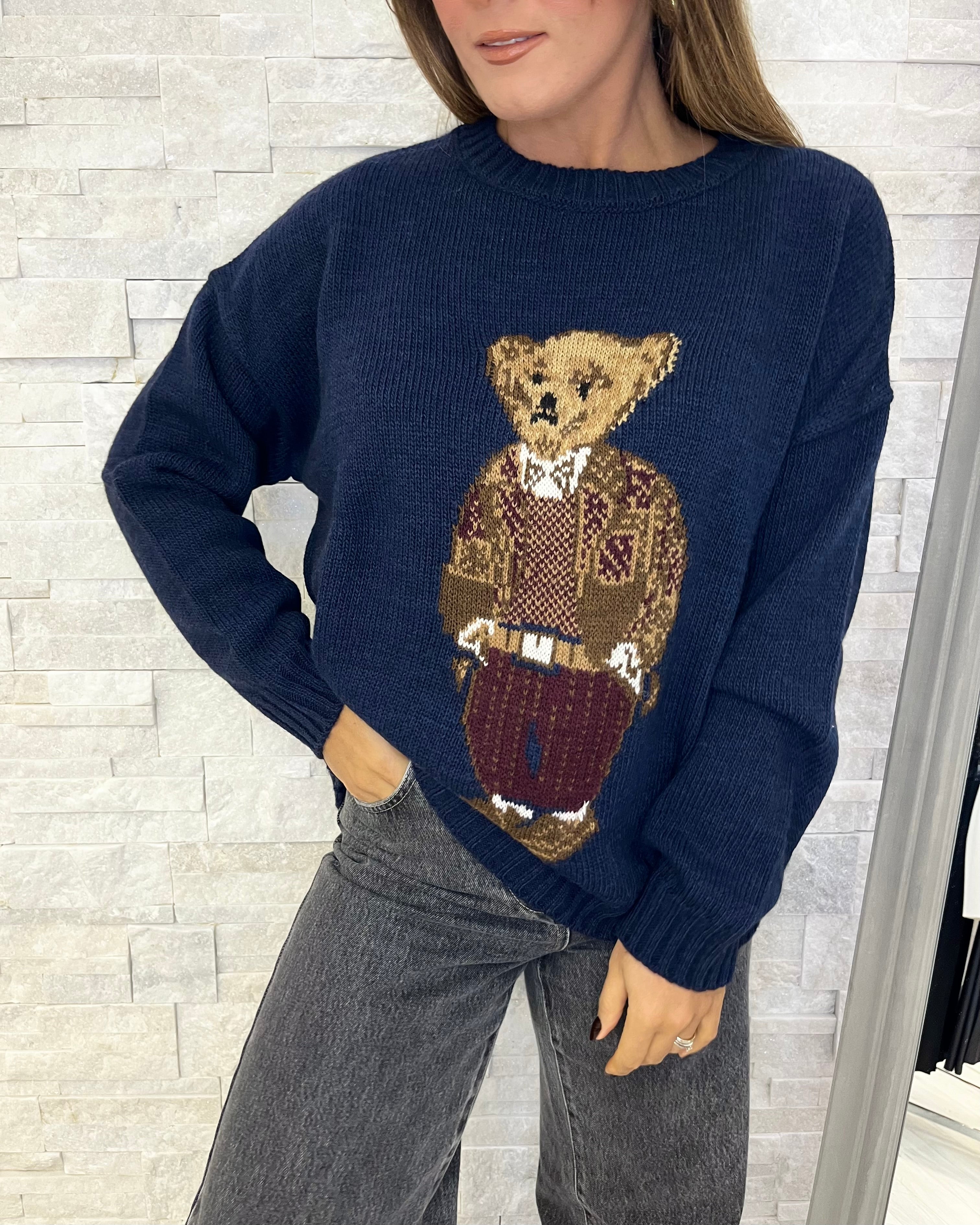 Maglia blu con orsetto