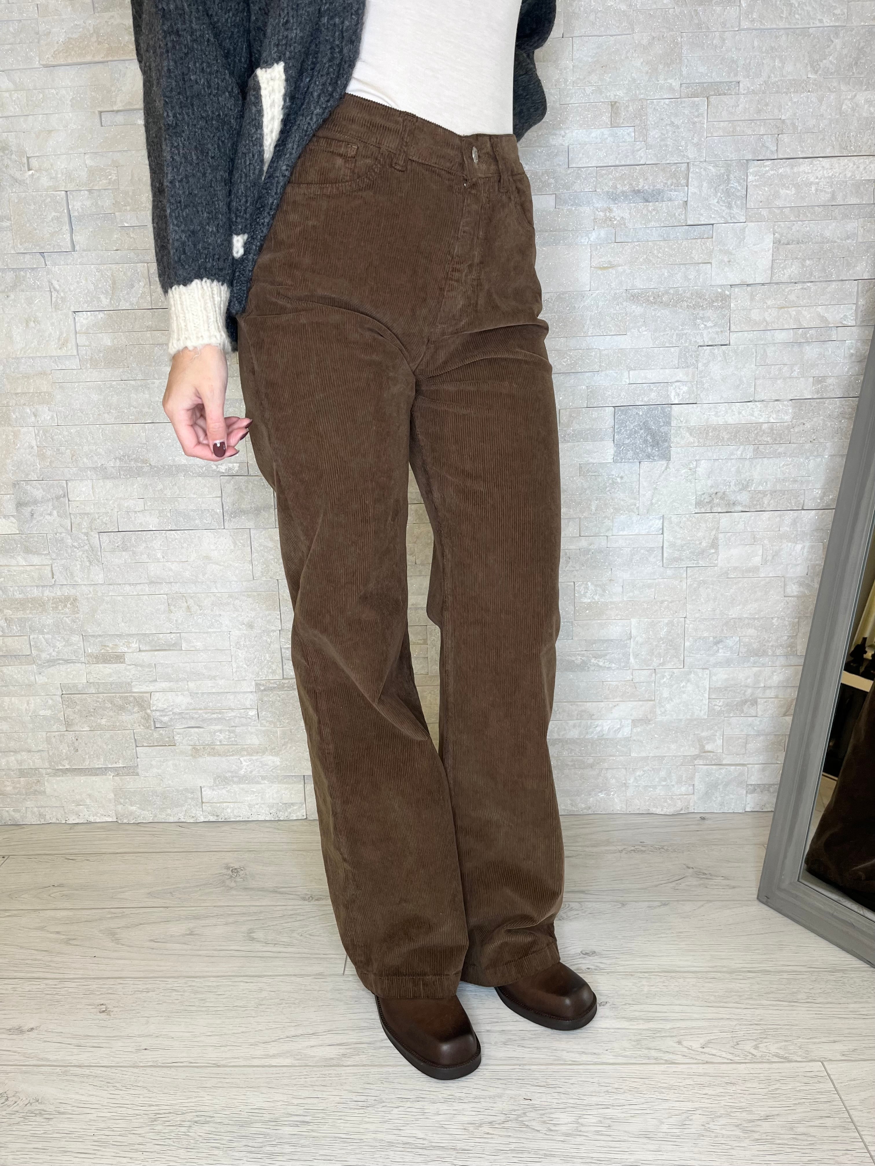 Pantalone london in velluto cioccolato