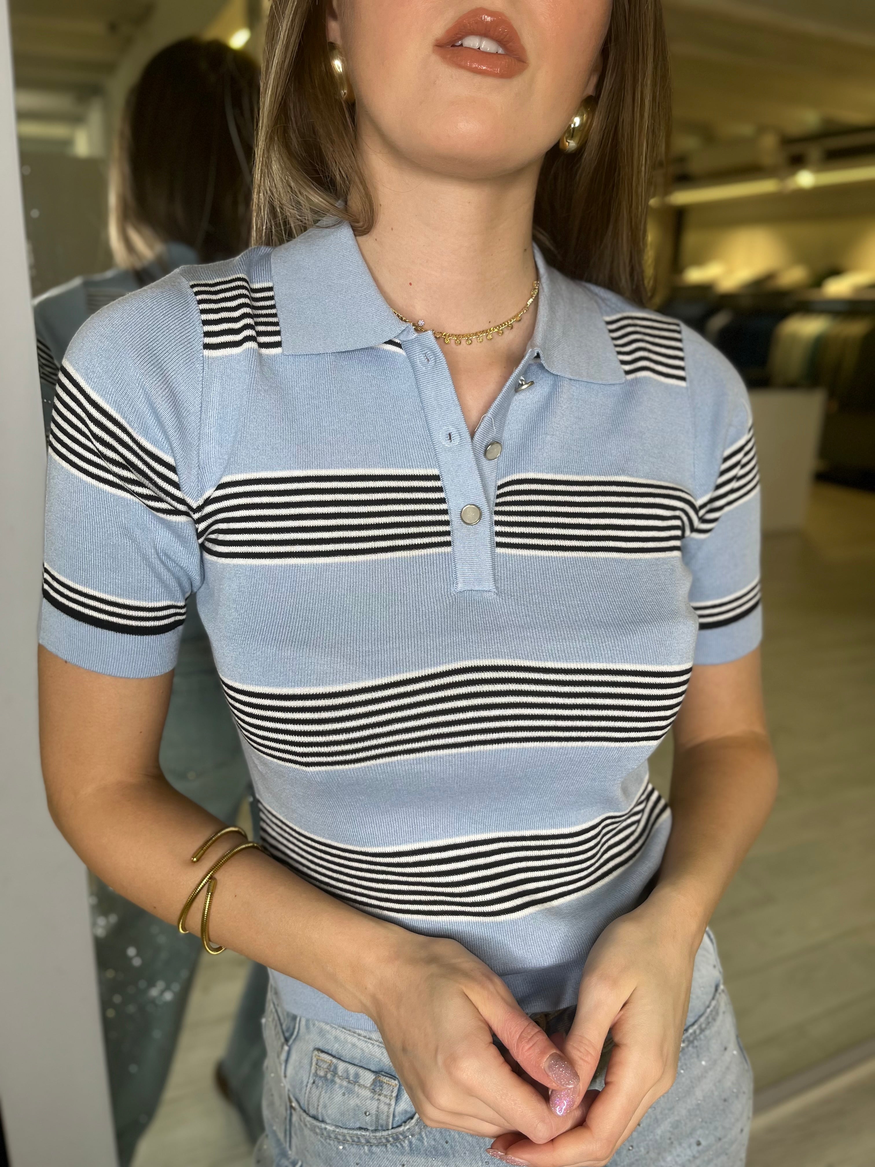Polo a righe manica corta