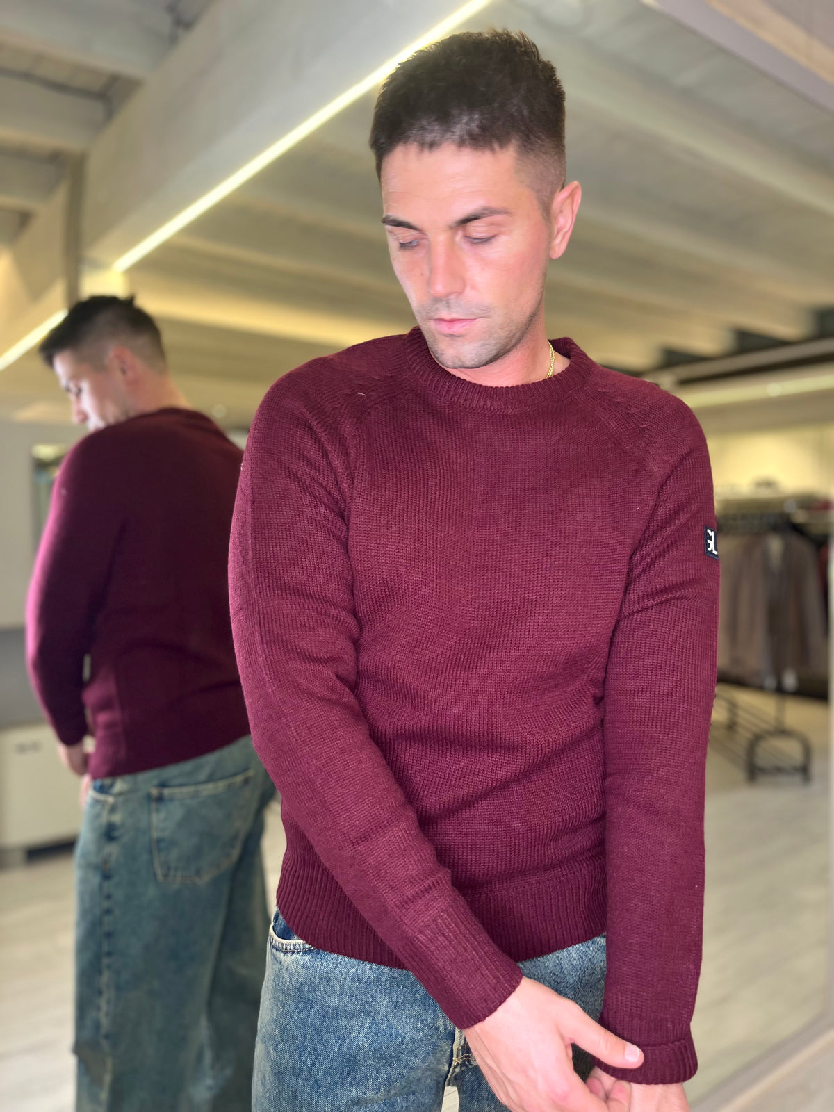 Maglia girocollo bordeaux