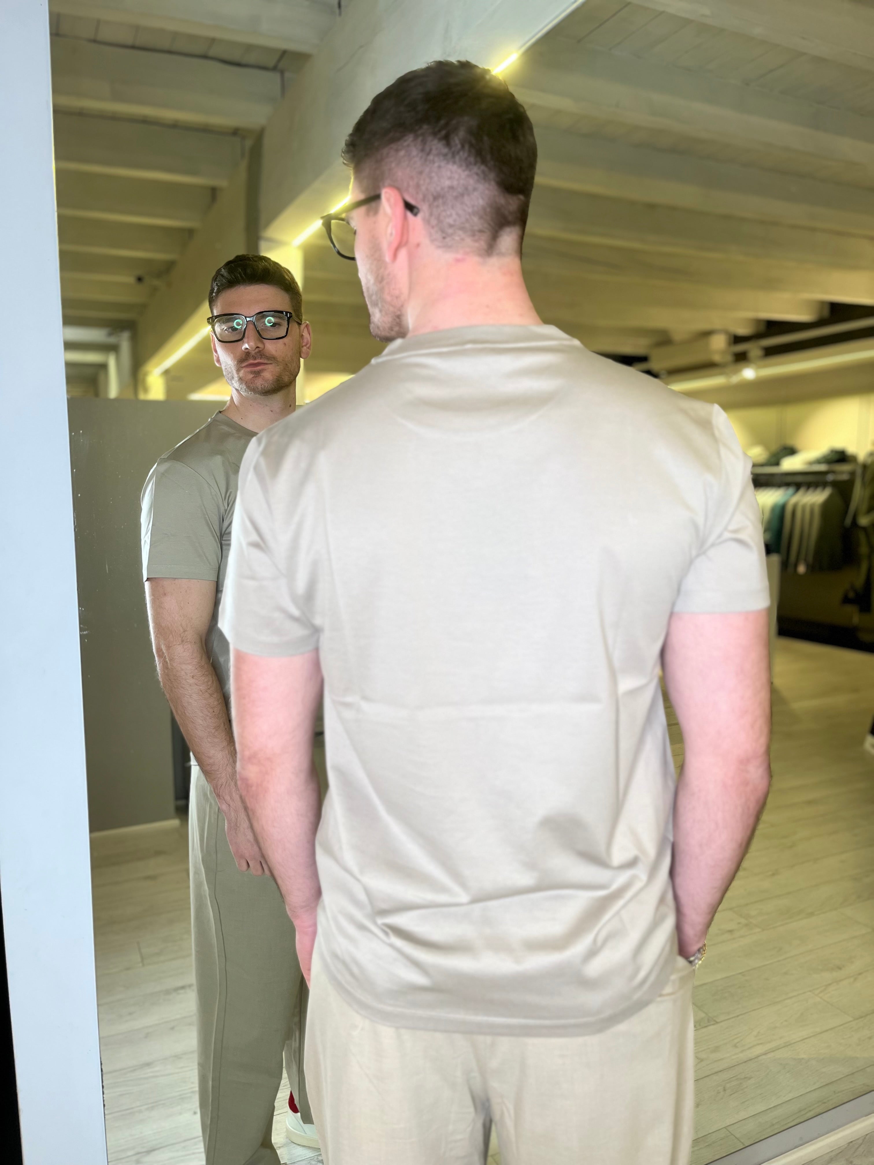 T-shirt jersey di cotone beige