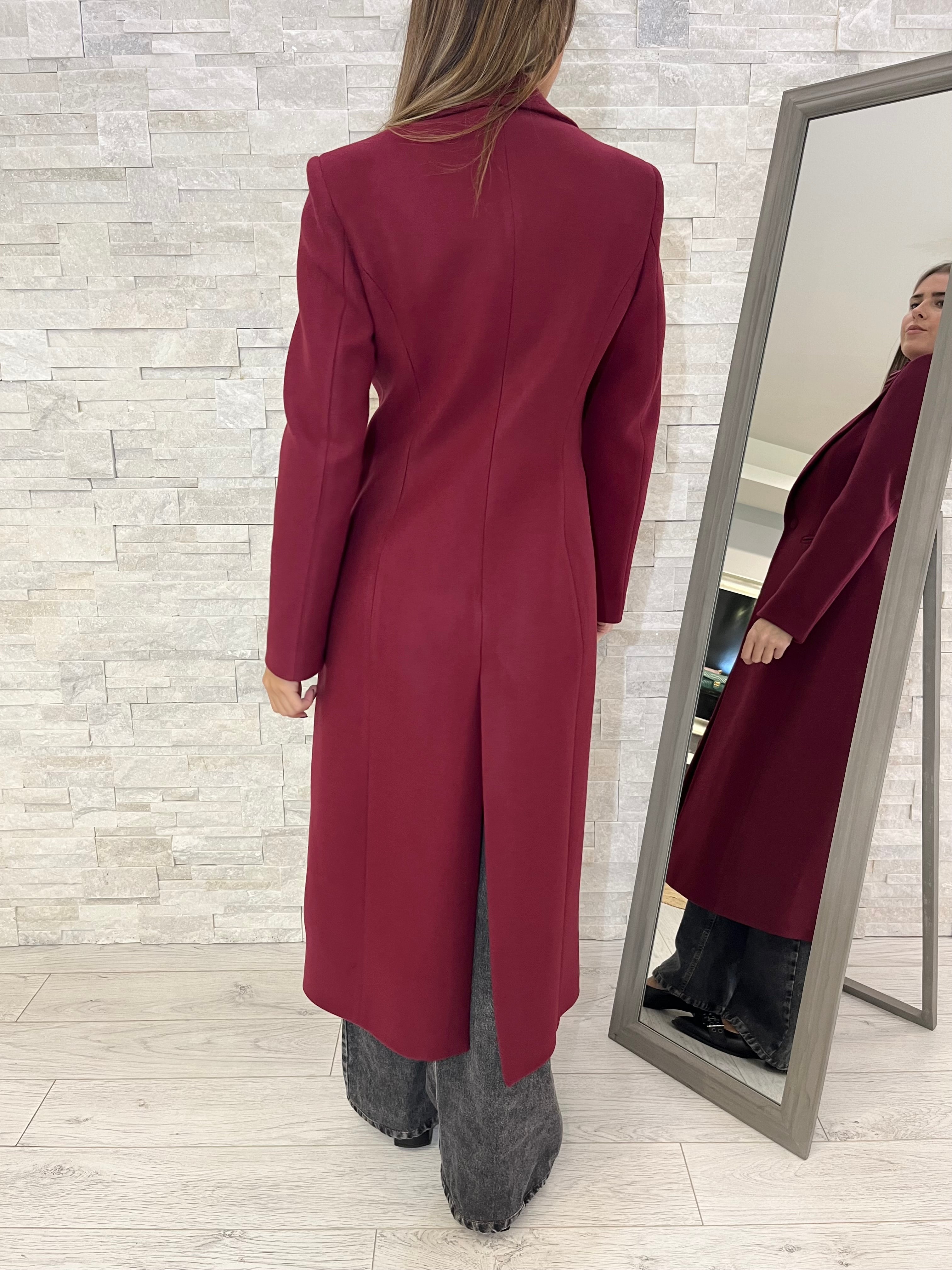 Cappotto monopetto bordeaux