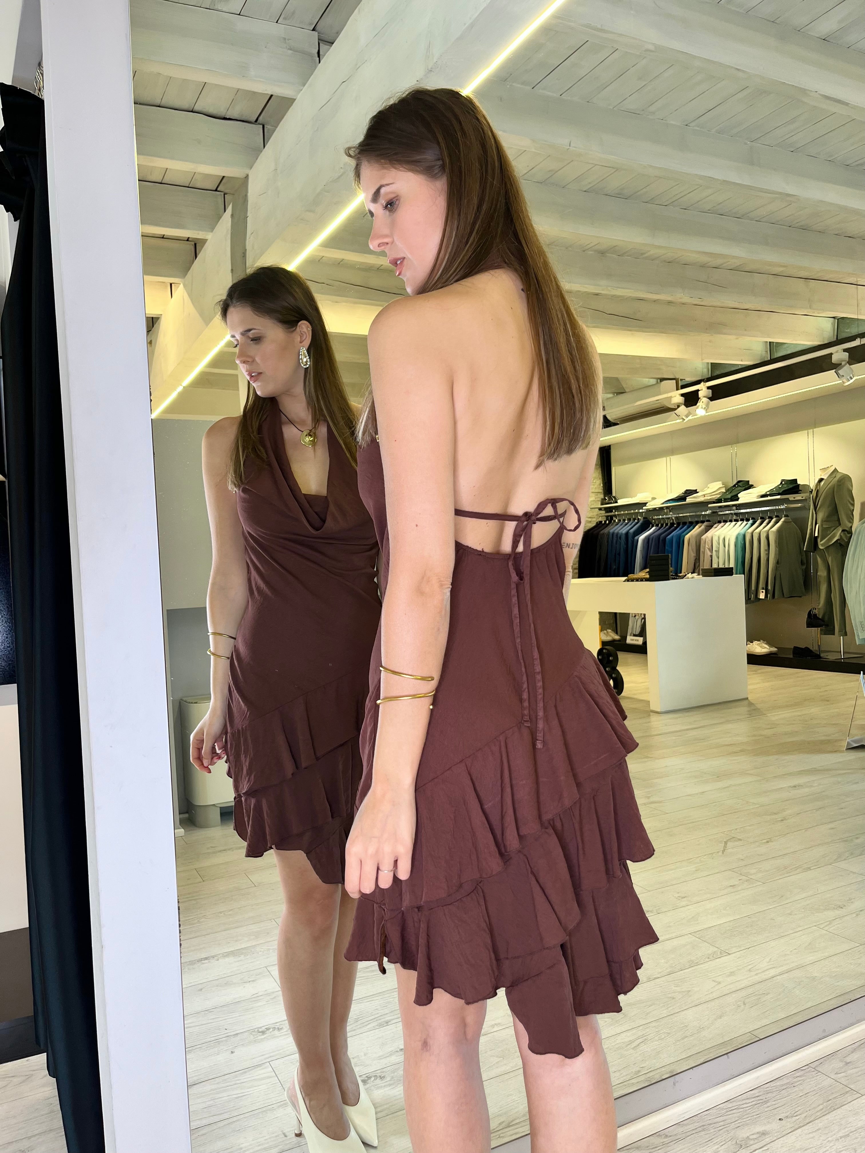 Abito con gale color cioccolato