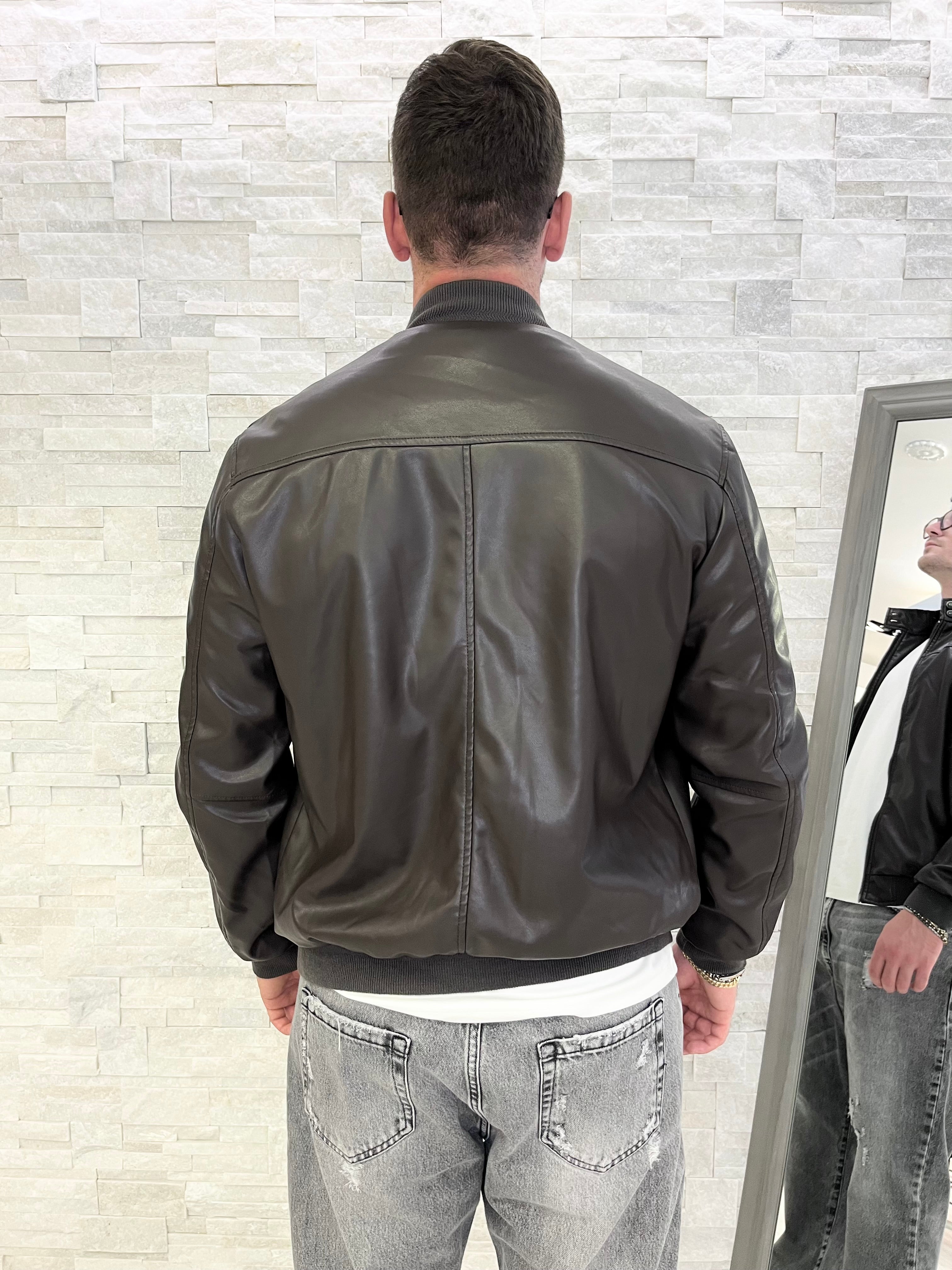 Giubbotto biker effetto pelle