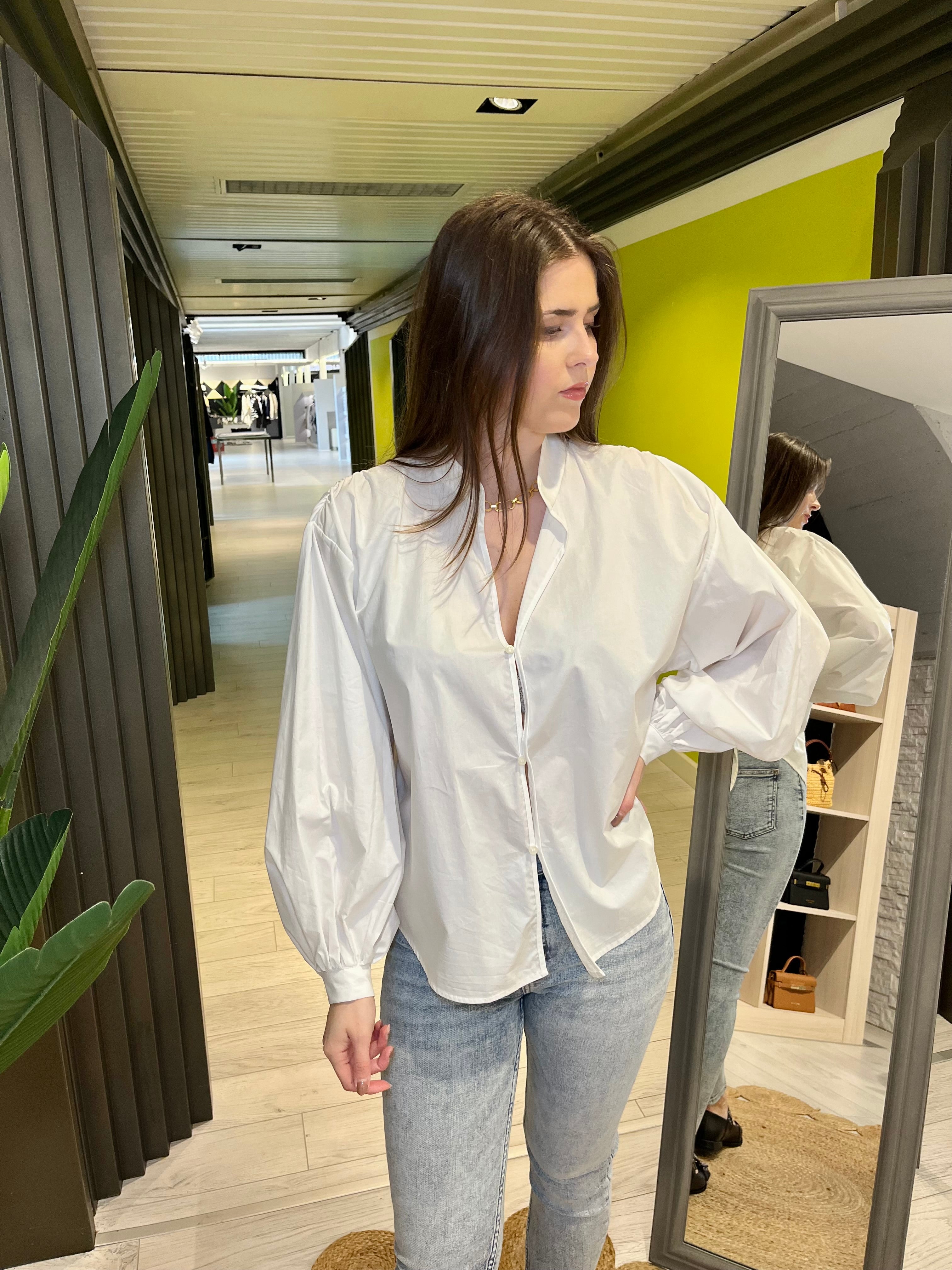 Camicia in cotone over bianca
