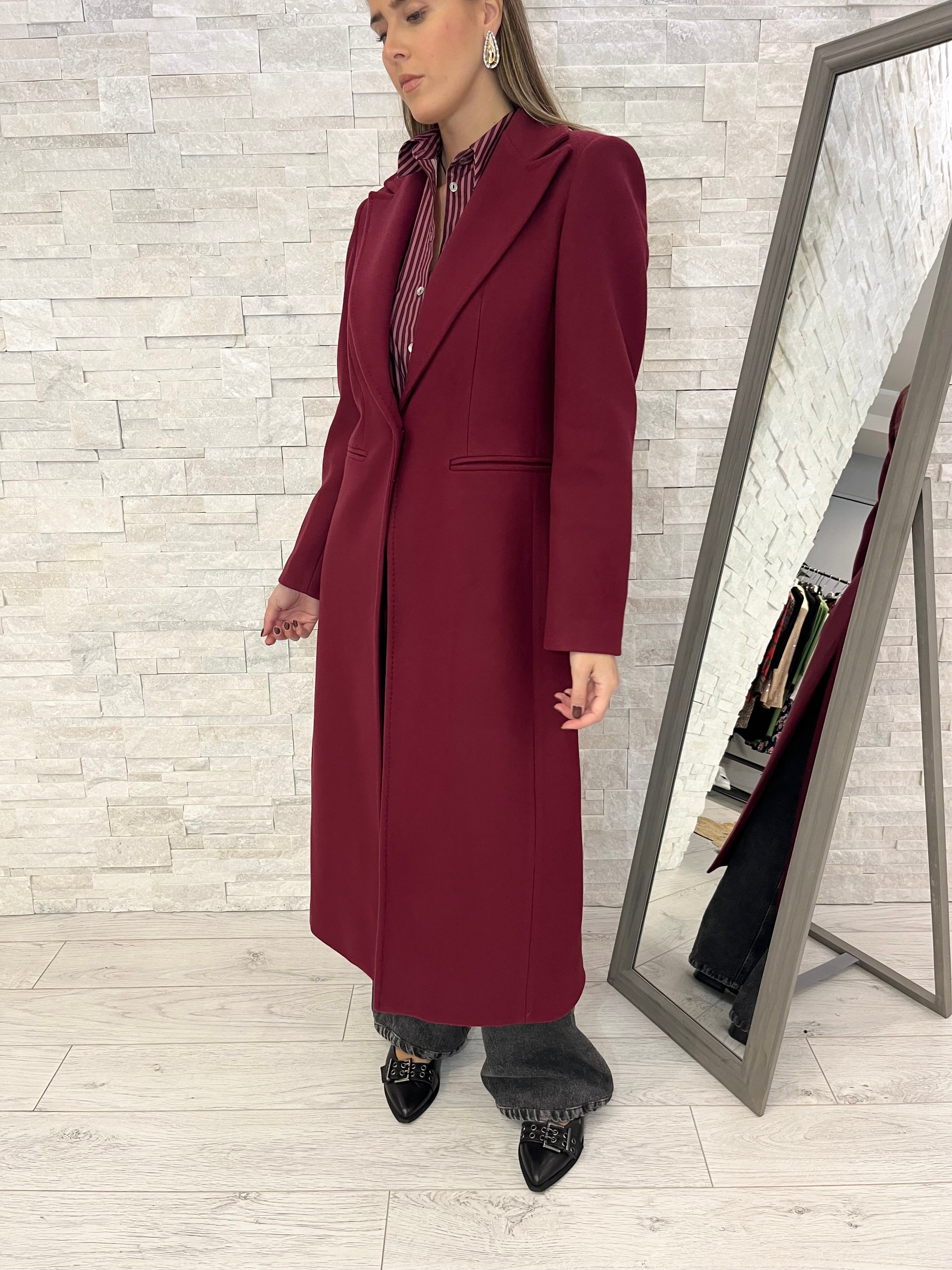 Cappotto monopetto bordeaux