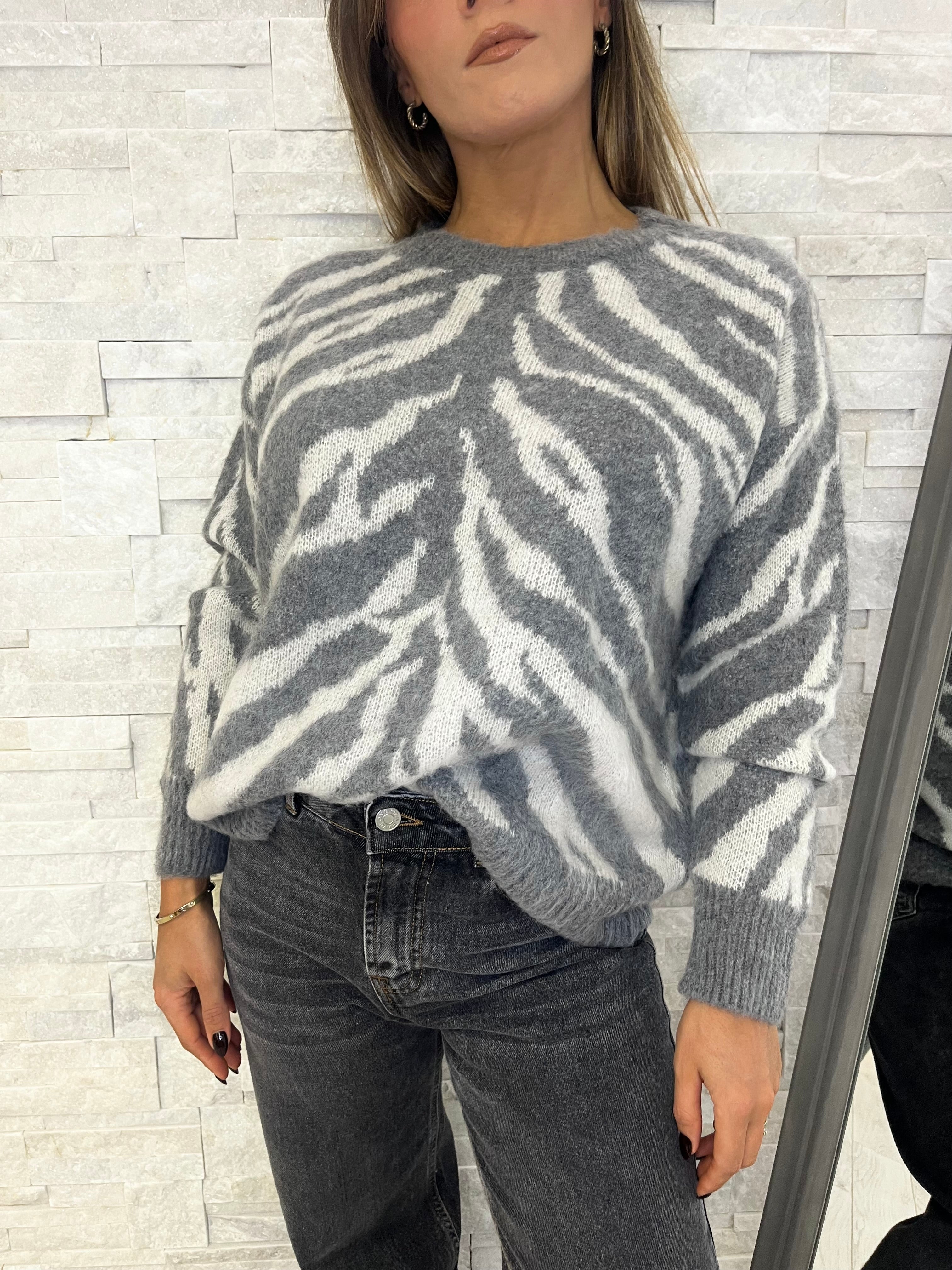 Maglia jacquard grigio
