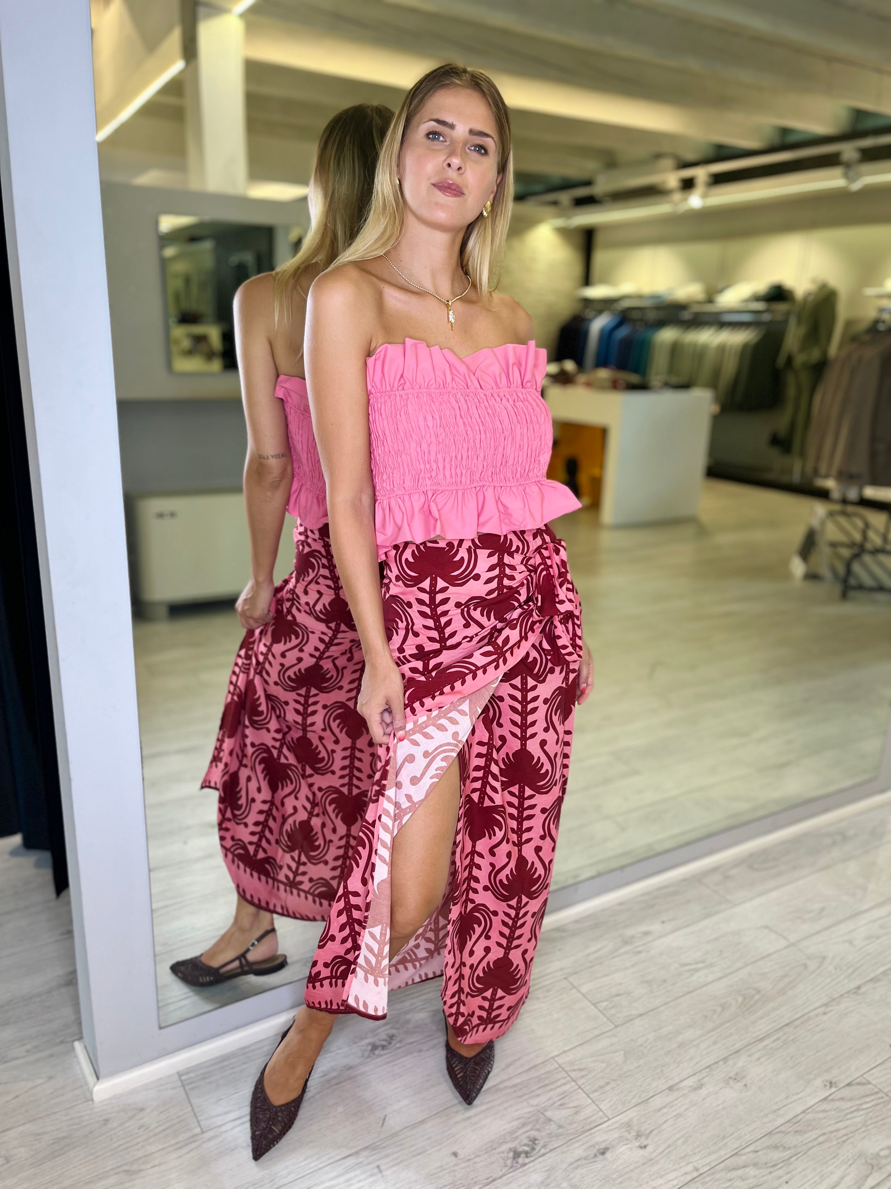 Set smock lungo rosa