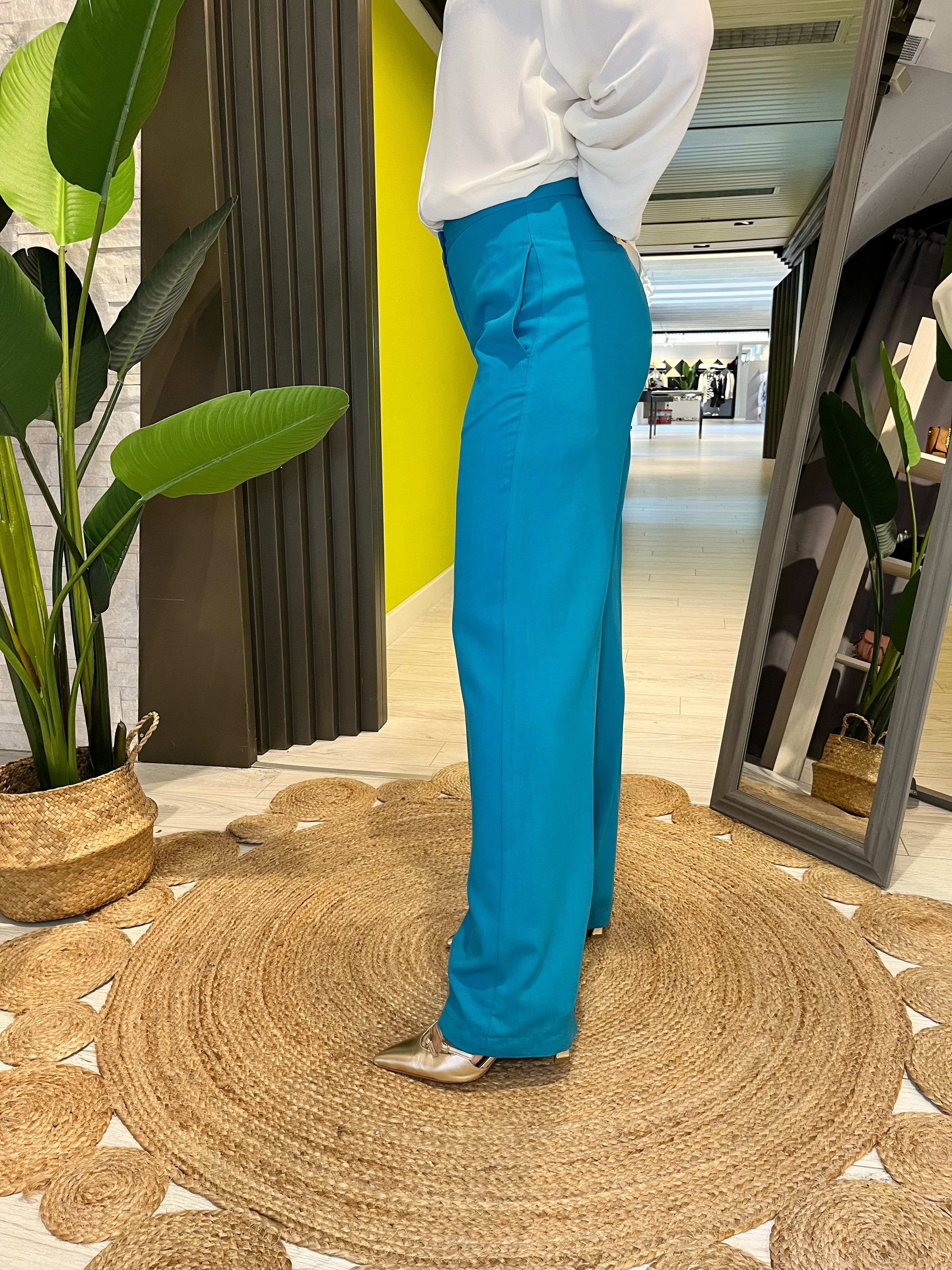 Pantalone in viscosa ottanio