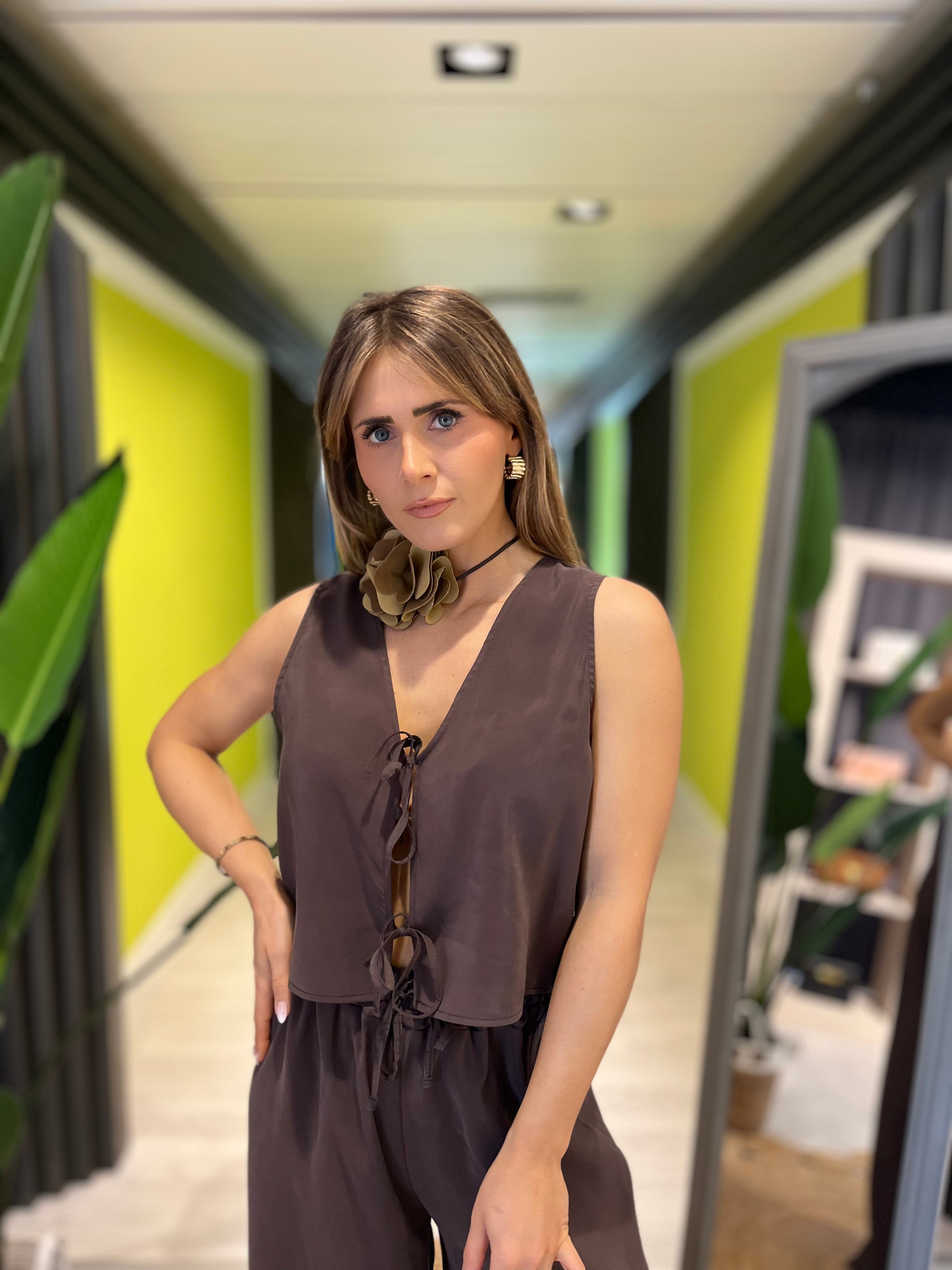 Set coordinato gilet e pantaloni moro