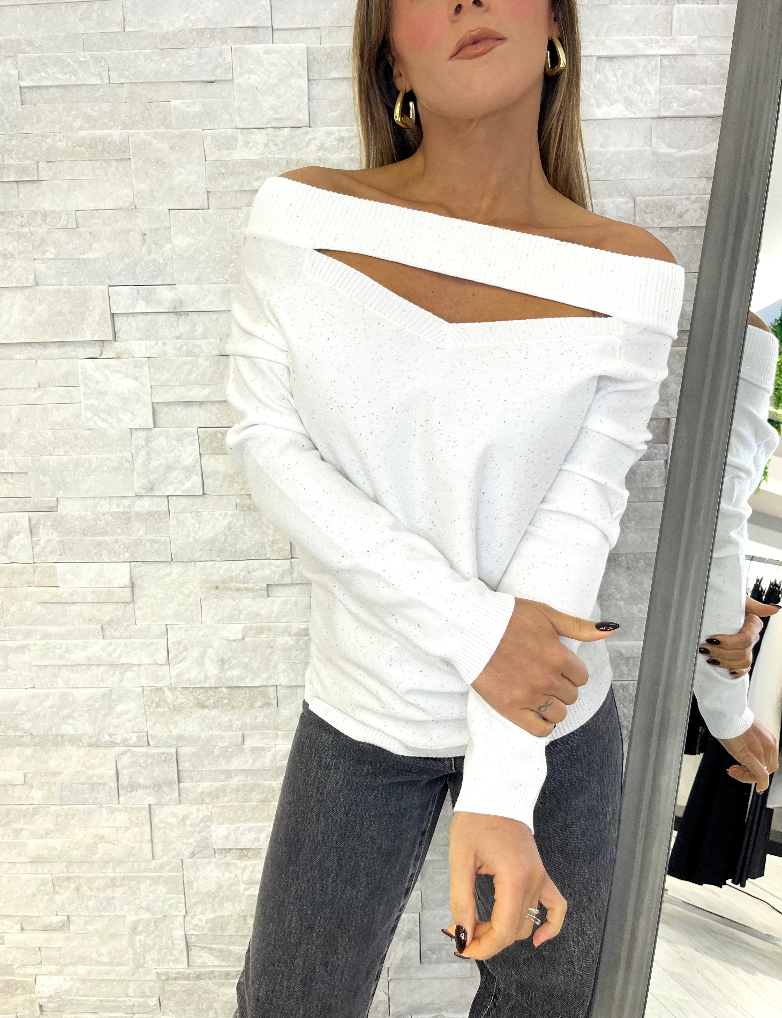 Maglia bianca con micropaillettes