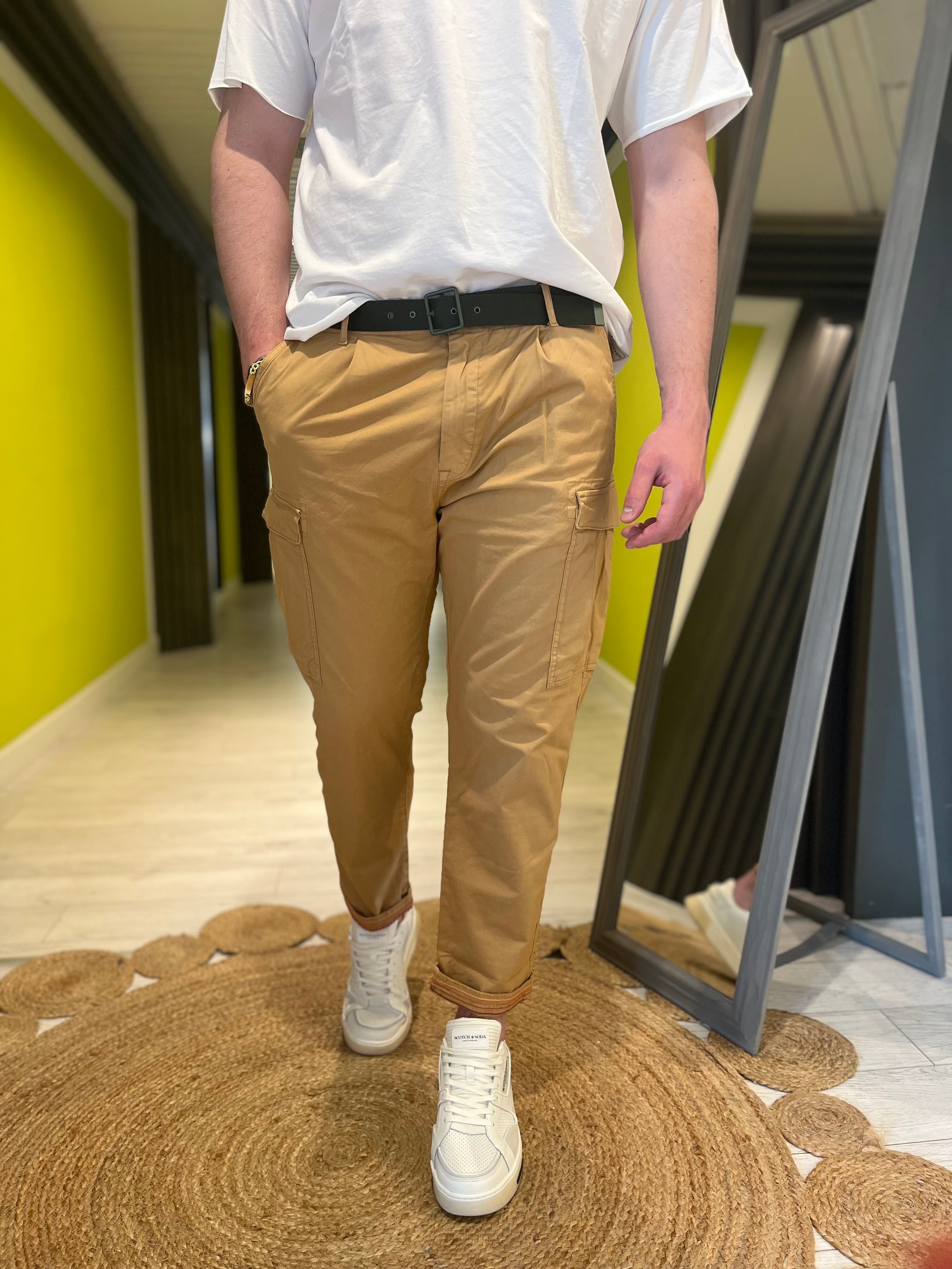 Pantalone cargo cammello